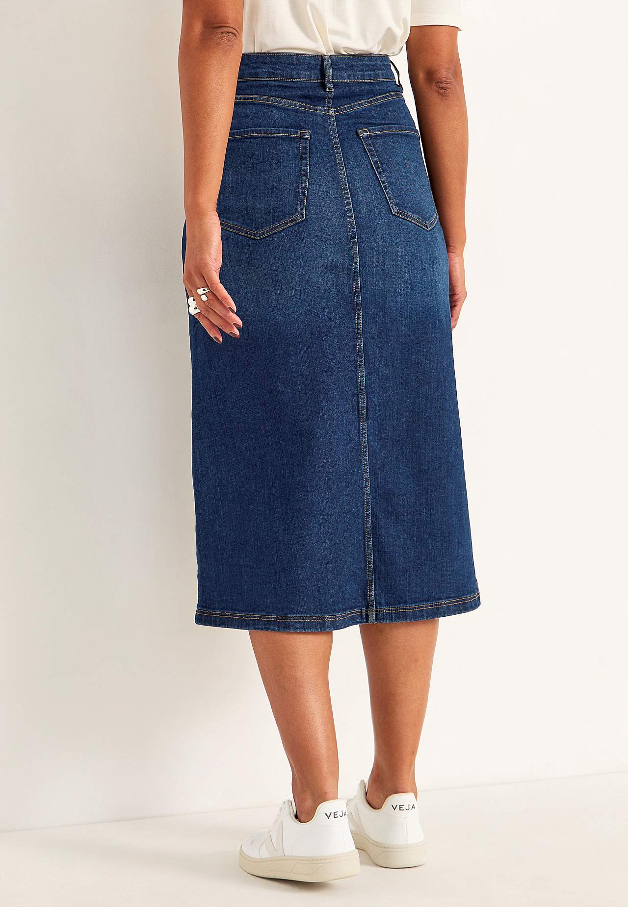 Denim rok met spleet aan de voorkant