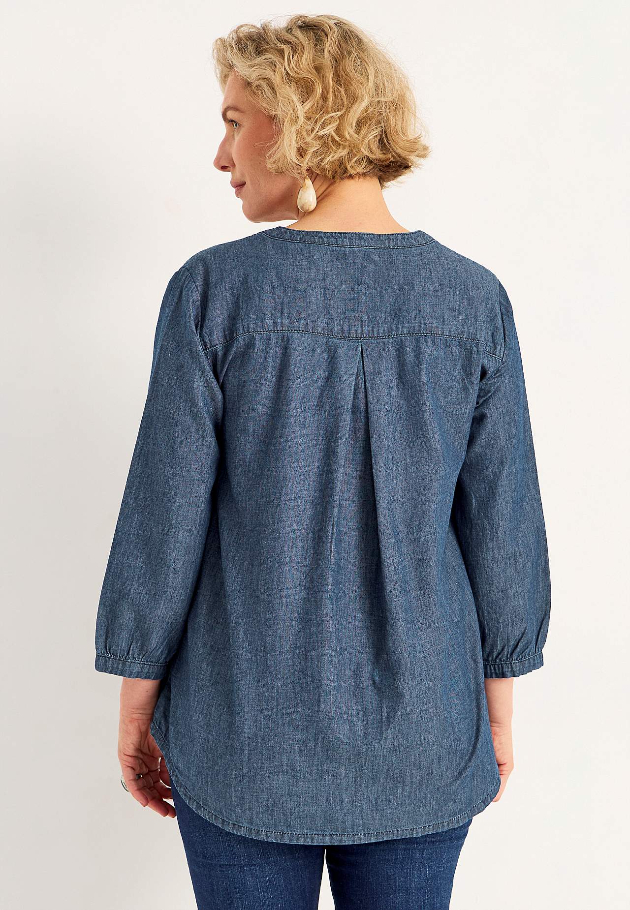 Denim blouse met borstzak
