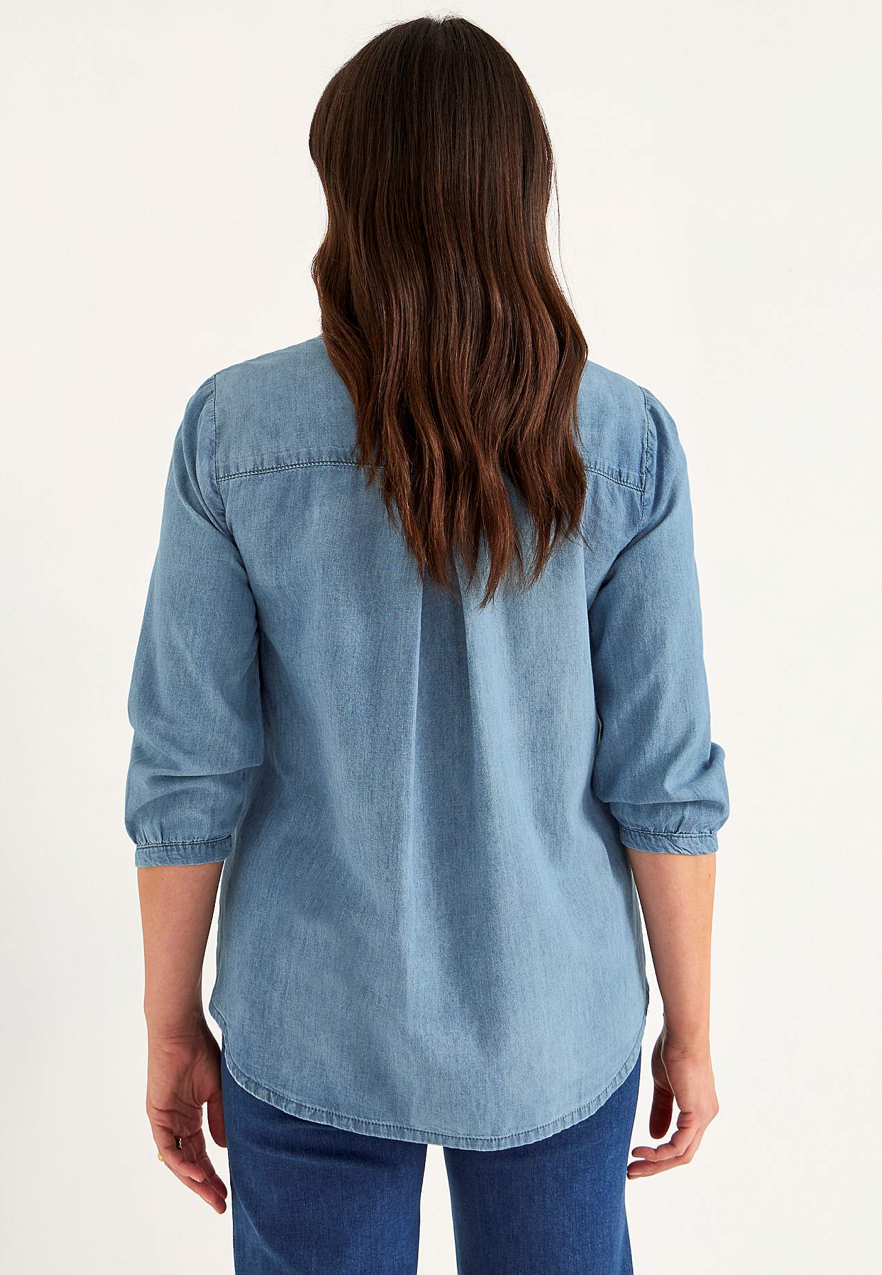Denim blouse met borstzak