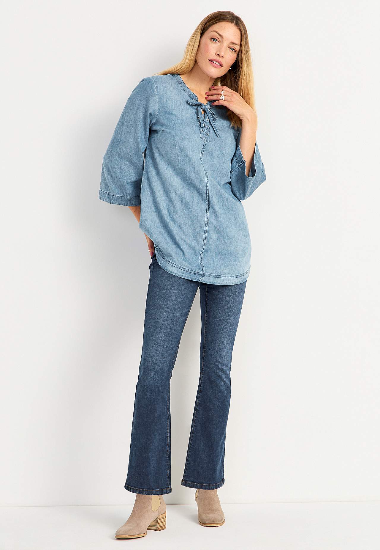Denim tuniek met veter Ella