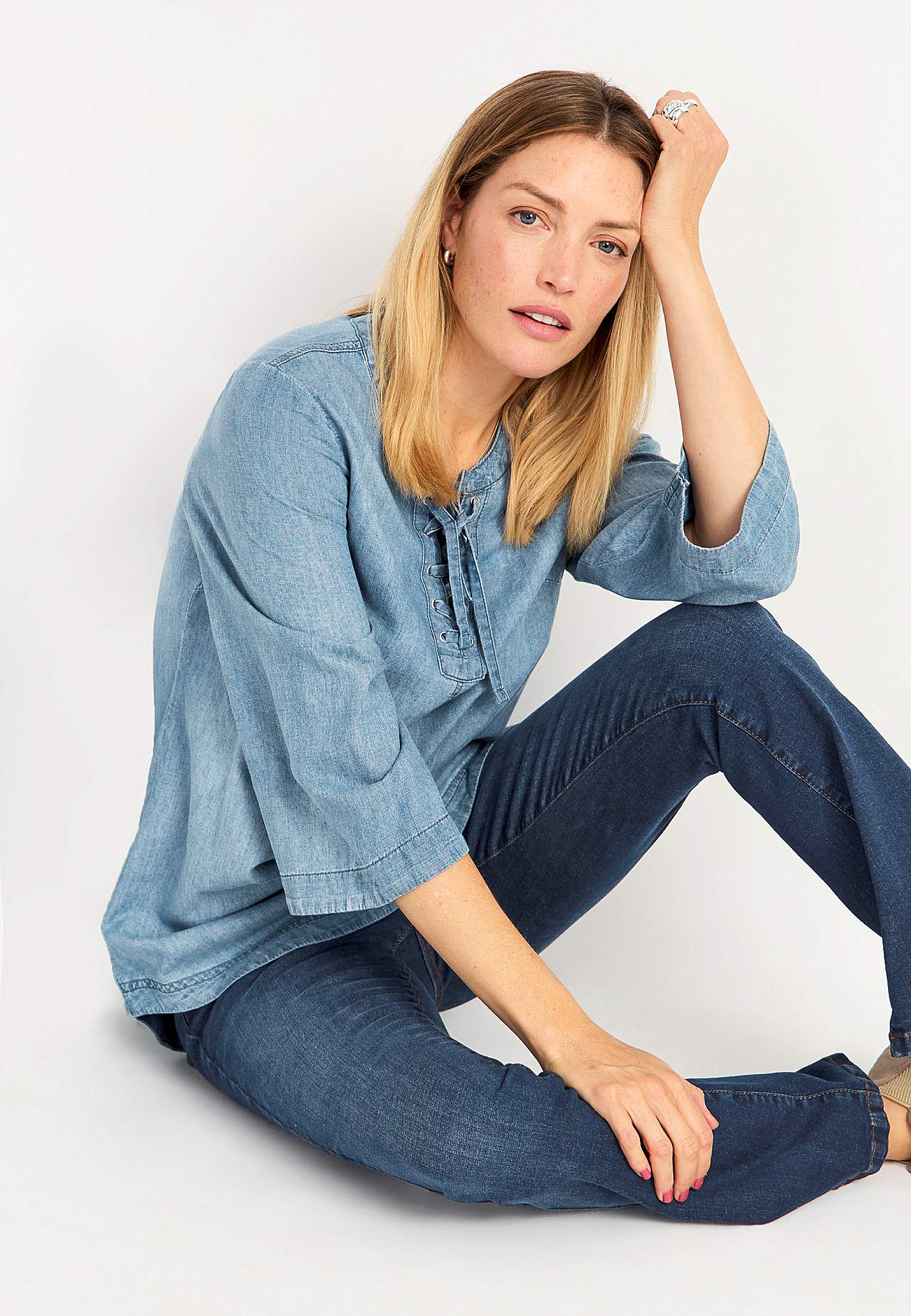 Denim tuniek met veter Ella