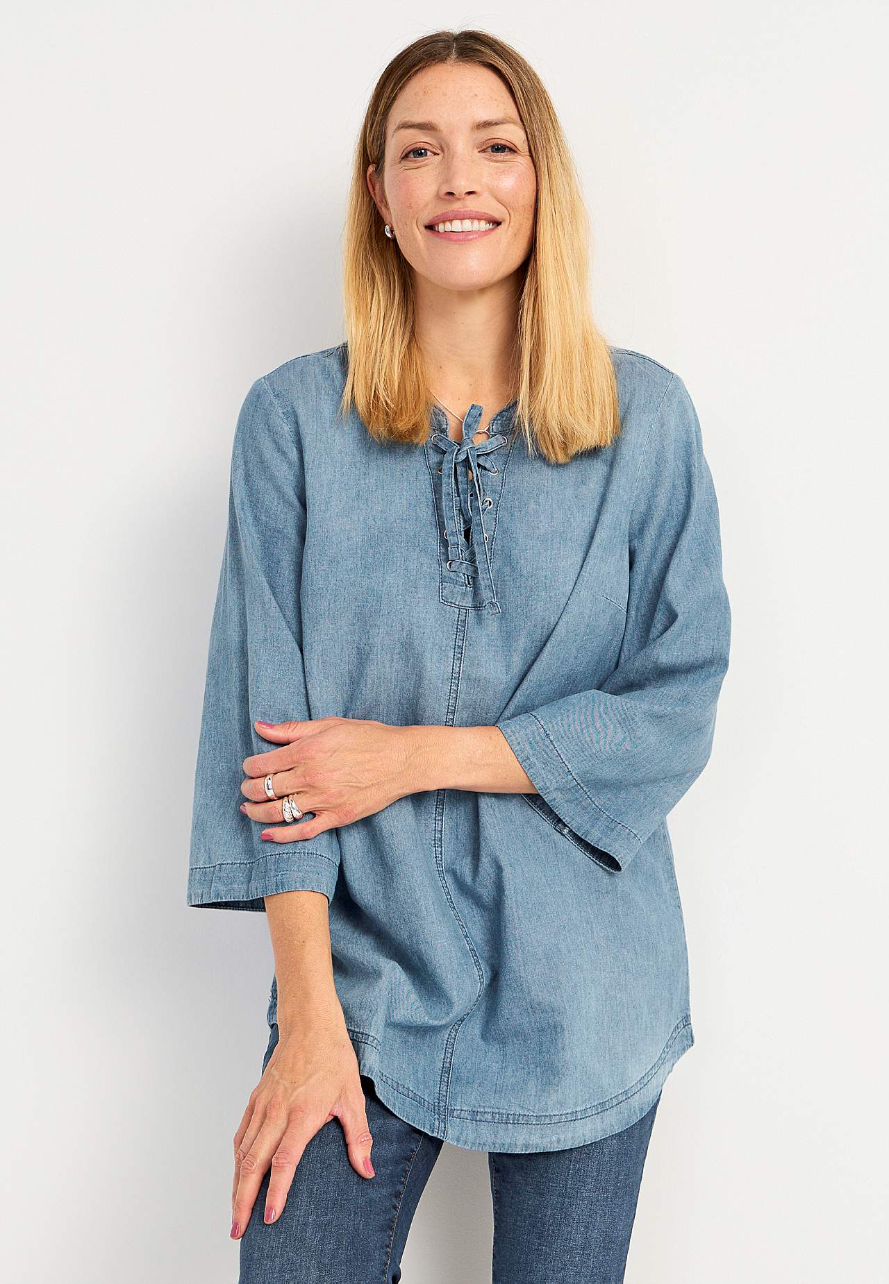 Denim tuniek met veter Ella