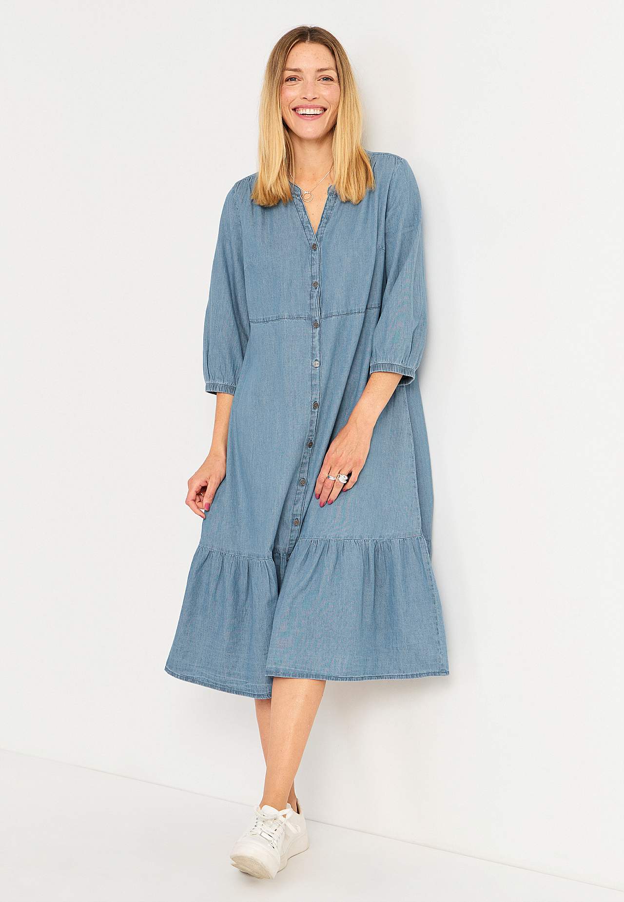 Denim jurk met volant Sonja