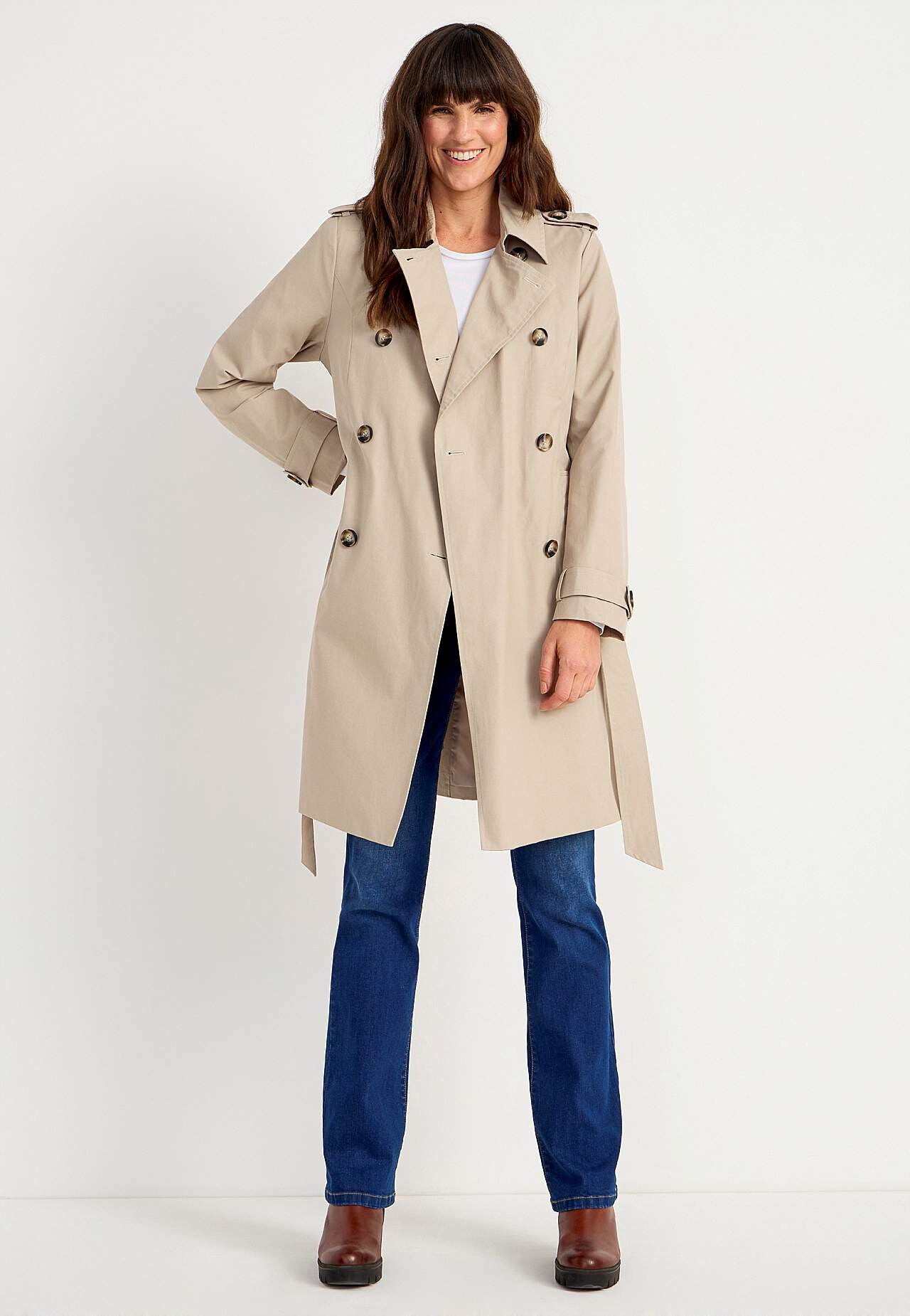 Dubbel-borstige trenchcoat
