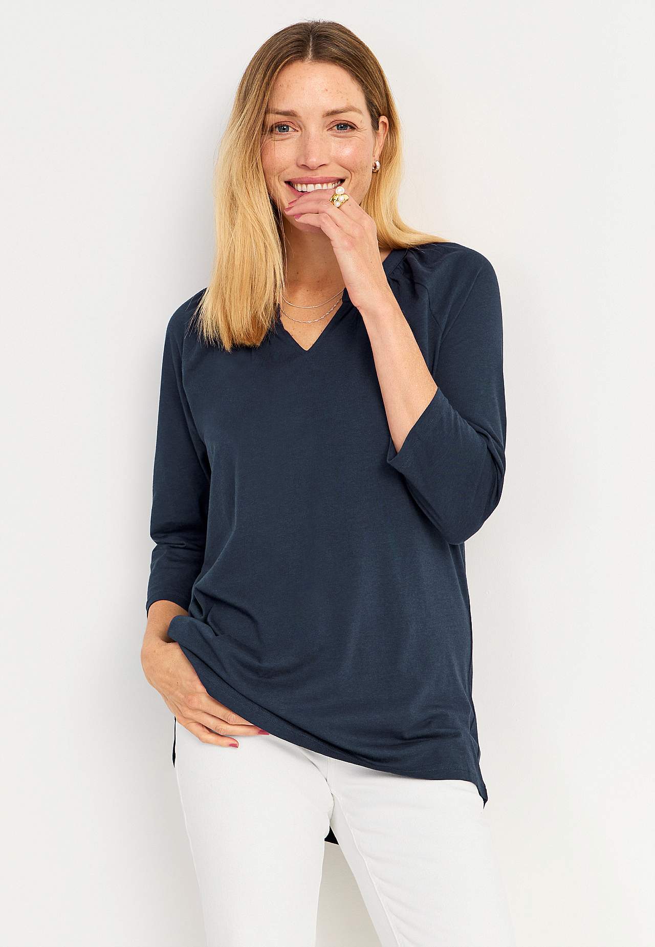 Jersey tuniek met 3/4 lengte mouwen