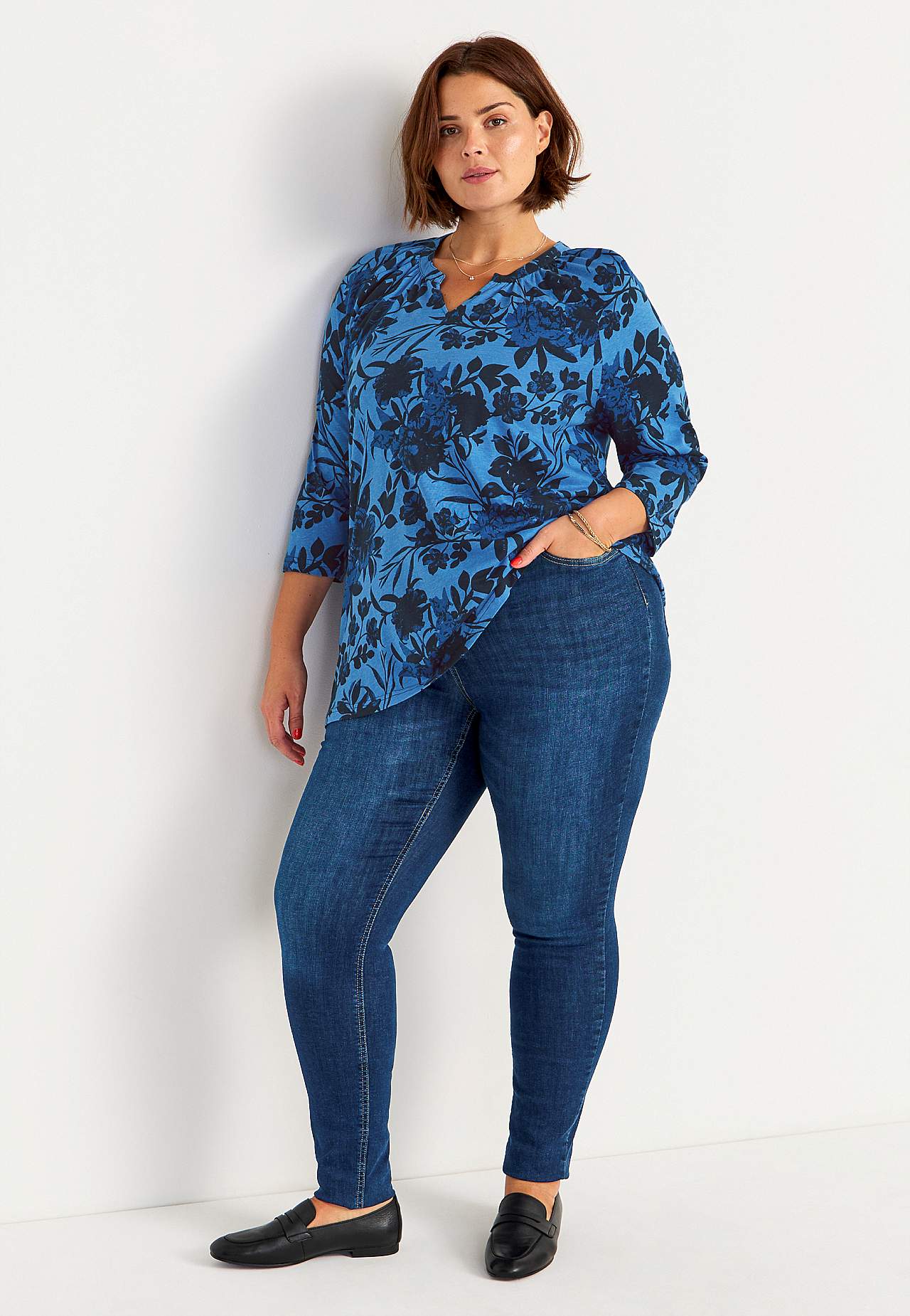 Jersey tuniek met 3/4 lengte mouwen