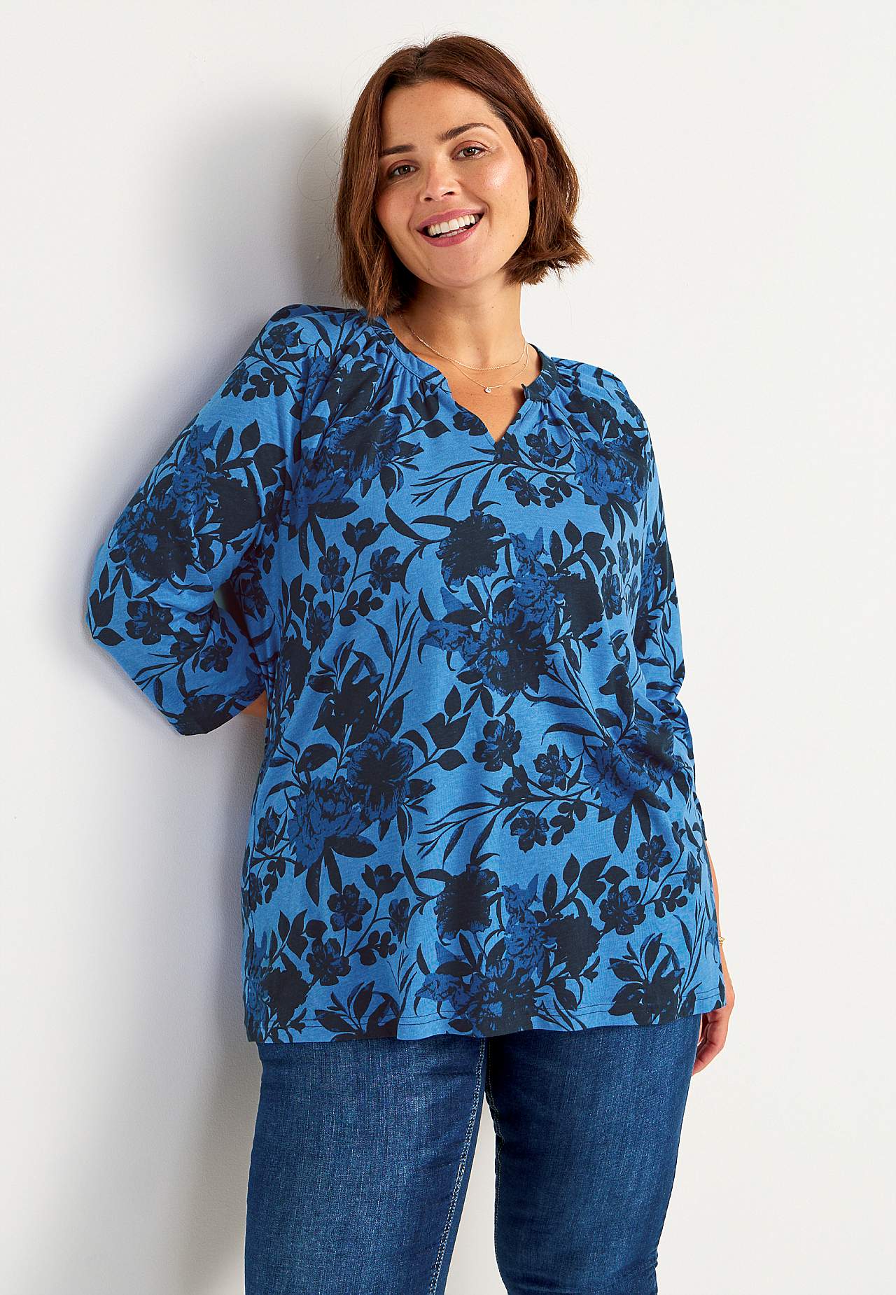 Jersey tuniek met 3/4 lengte mouwen