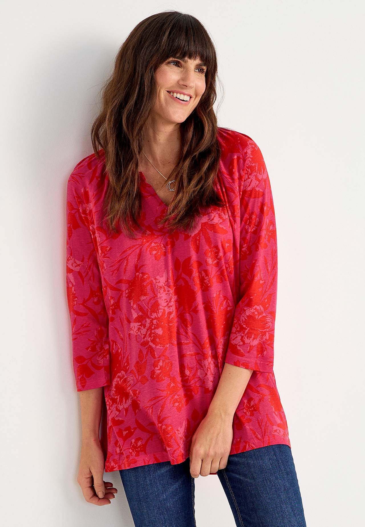Jersey tuniek met 3/4 lengte mouwen