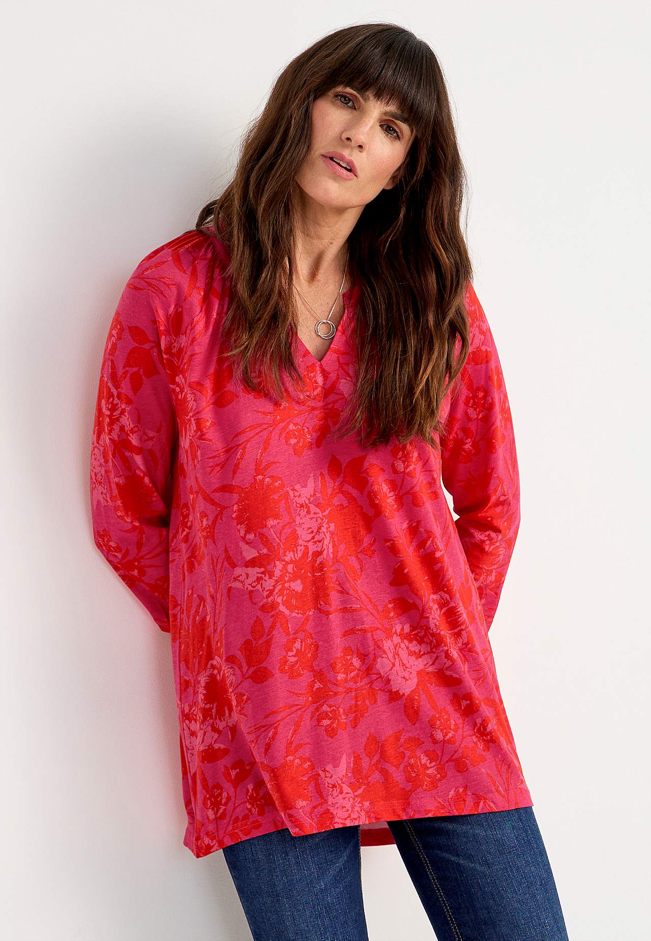 Jersey tuniek met 3/4 lengte mouwen