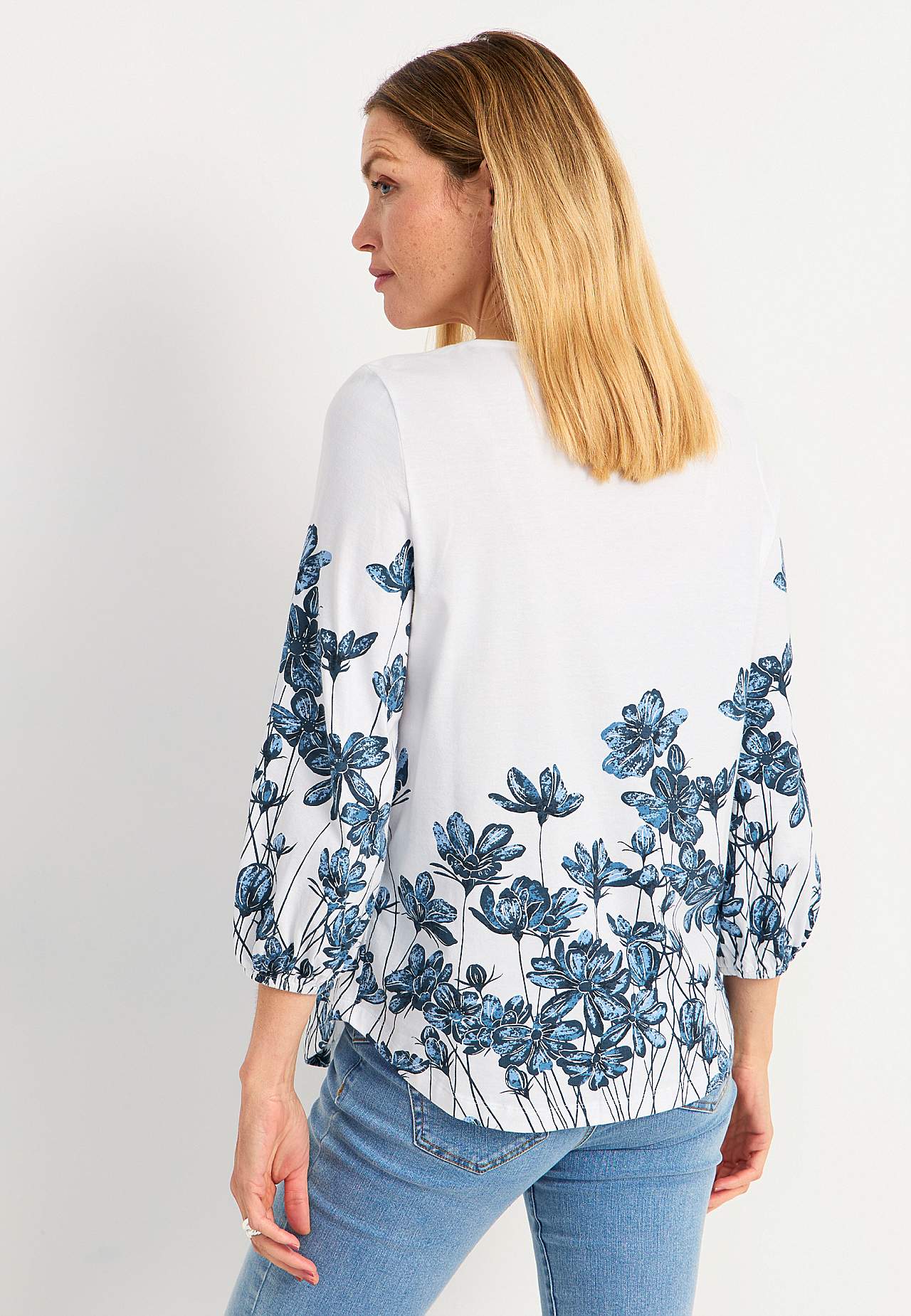 Jersey-topje met een bloemenpatroon