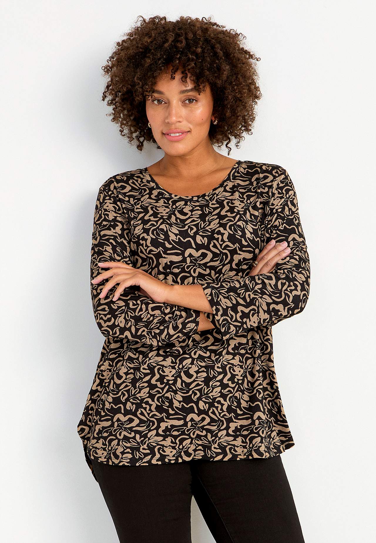Jersey-topje met 3/4 mouw