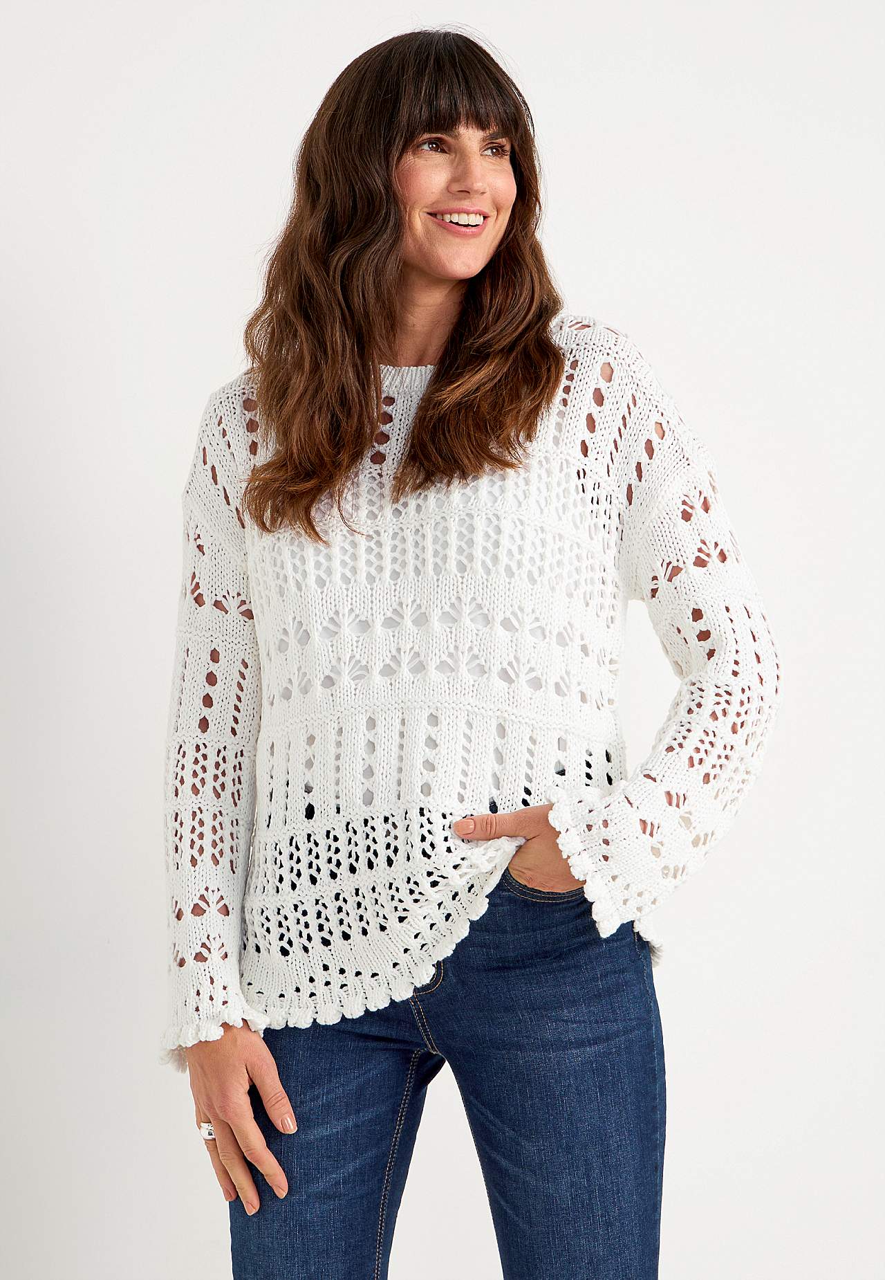 Gebreide sweater met gatenpatroon