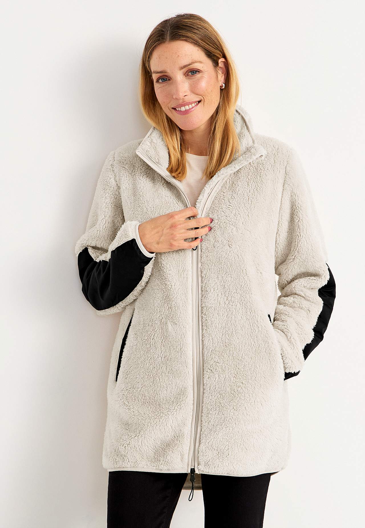 Lange fleece-jas