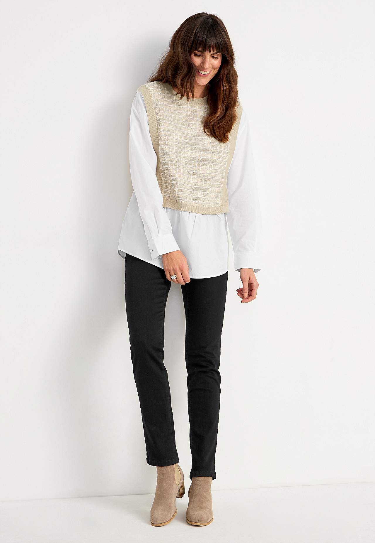 Hemd met genaaide pullover