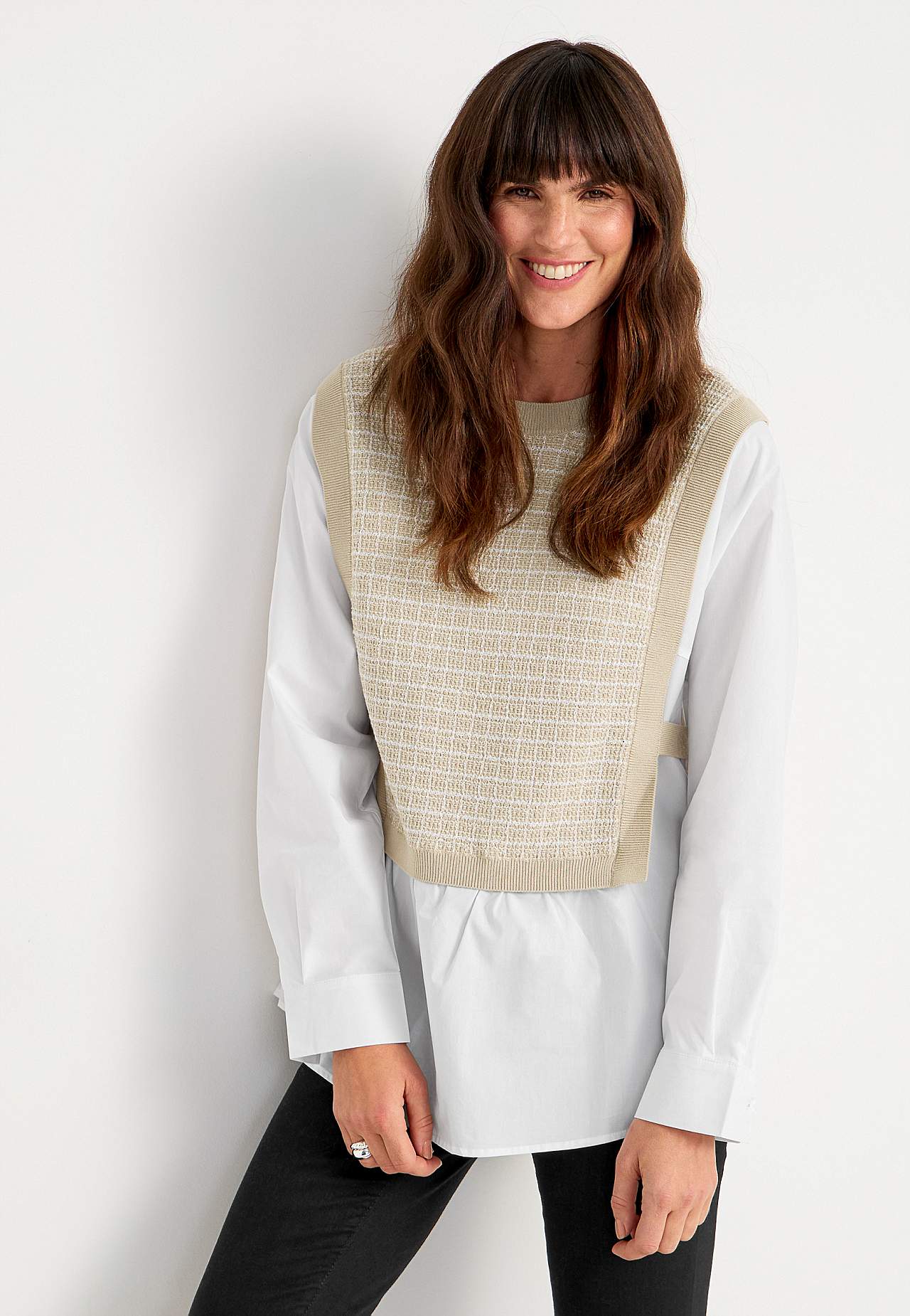 Hemd met genaaide pullover