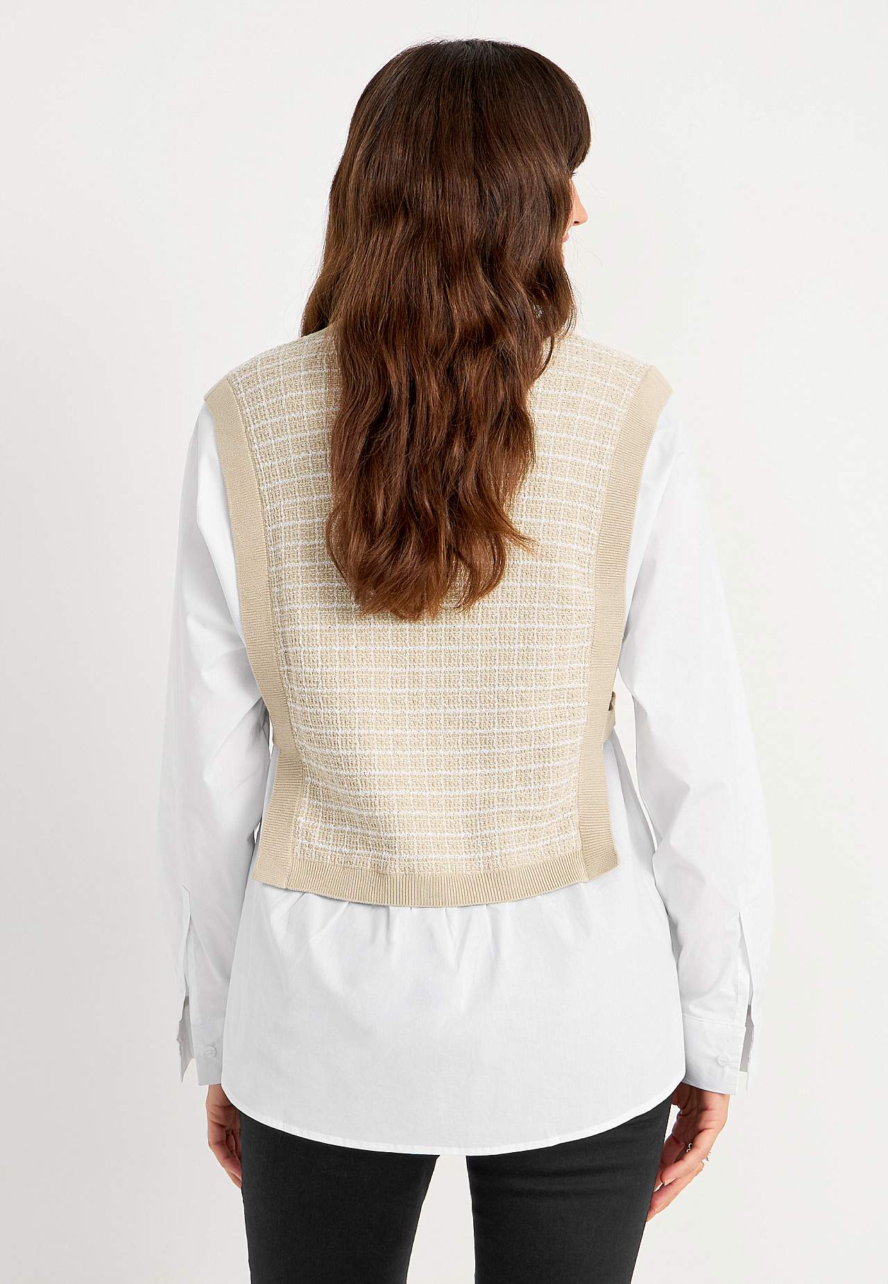 Hemd met genaaide pullover