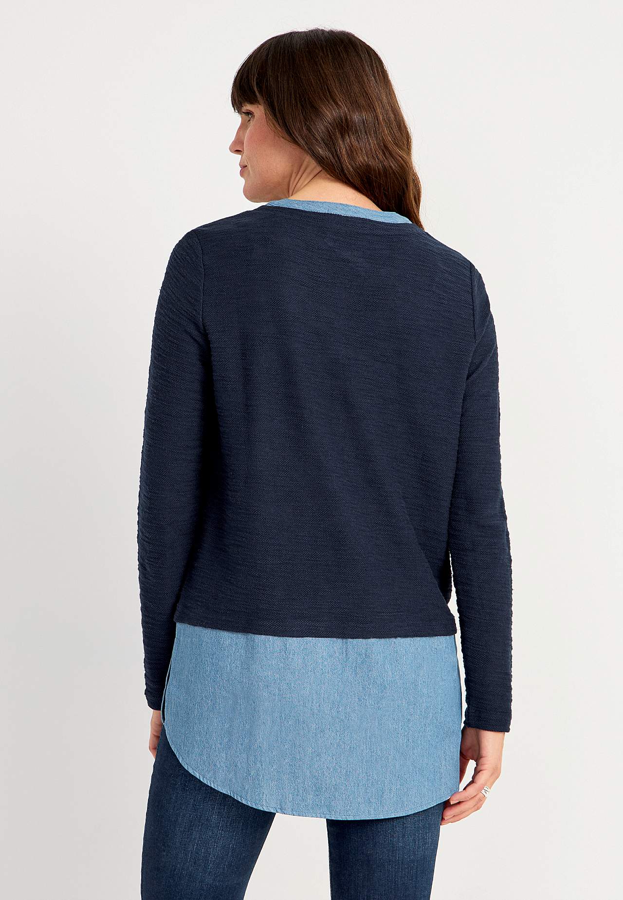 Jersey tuniek met details van denim Denise