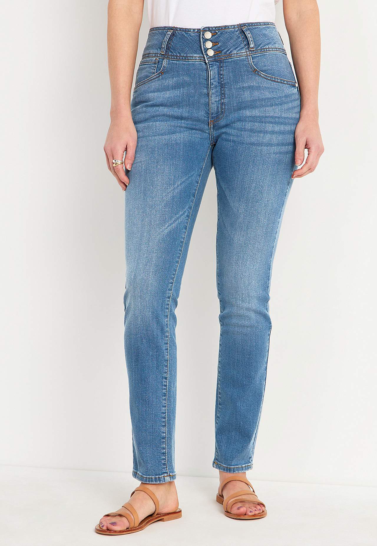 Smalle spijkerbroek met hoge taille - drie lengtes