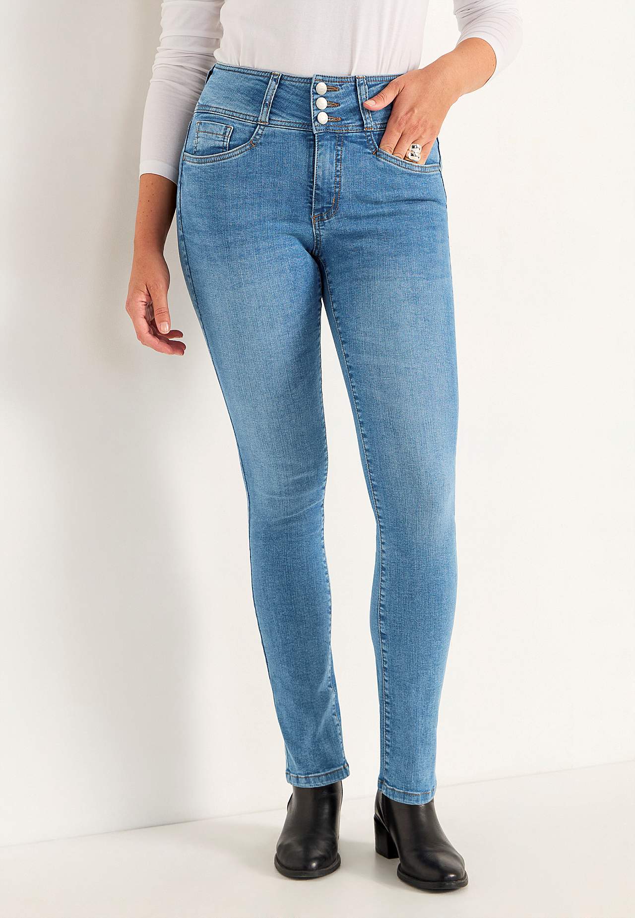 Smalle spijkerbroek met hoge taille - drie lengtes