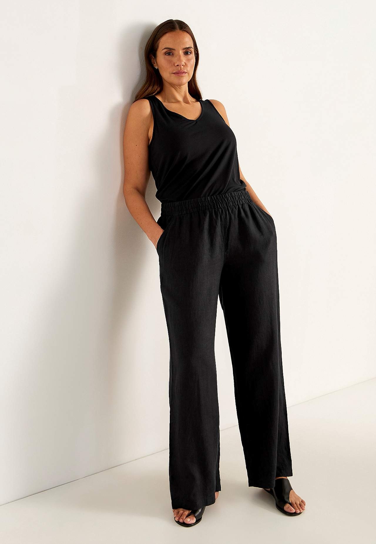 Linnen Premium broek met wijde benen