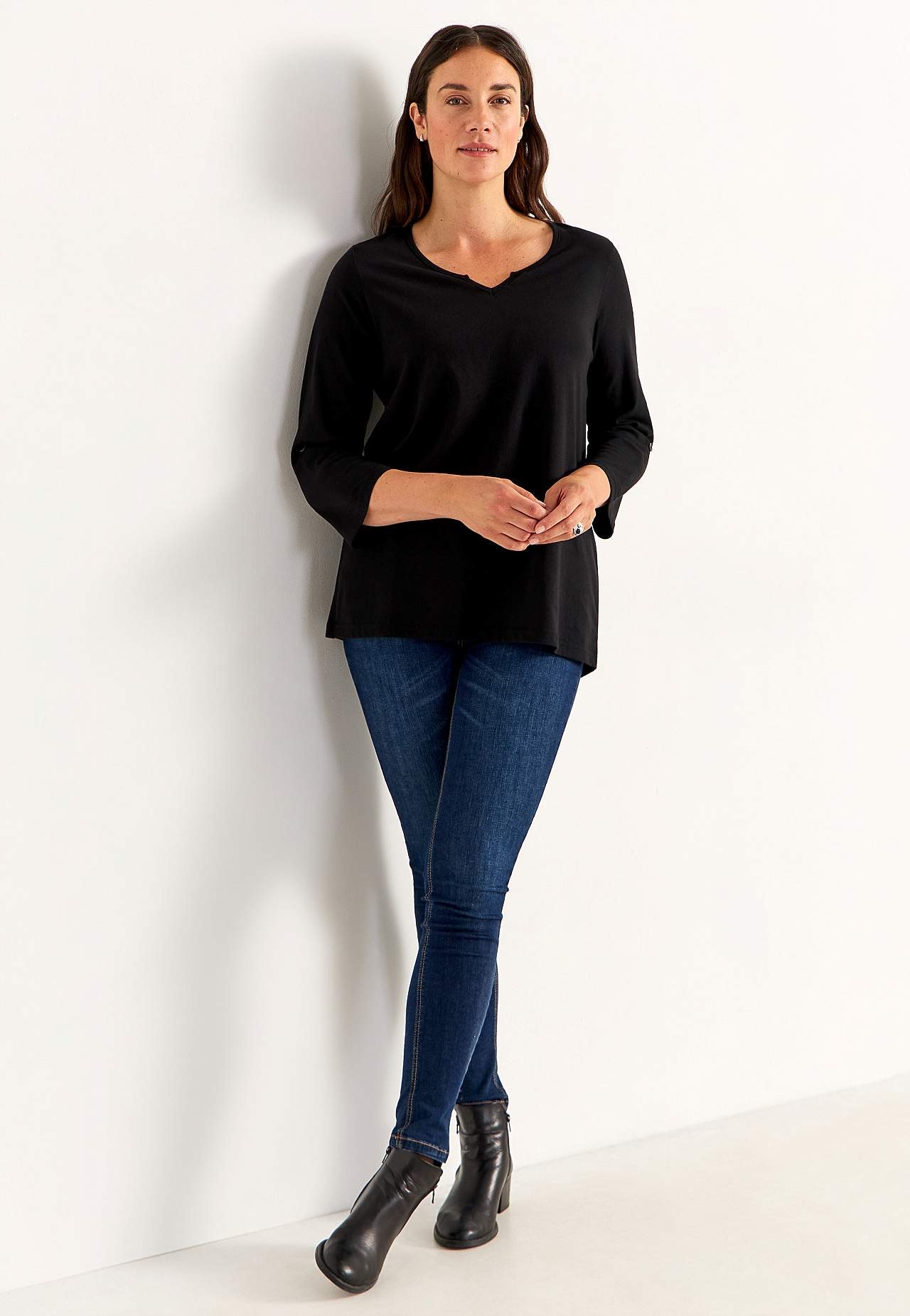 Jersey-topje met 3/4 lengte mouwen