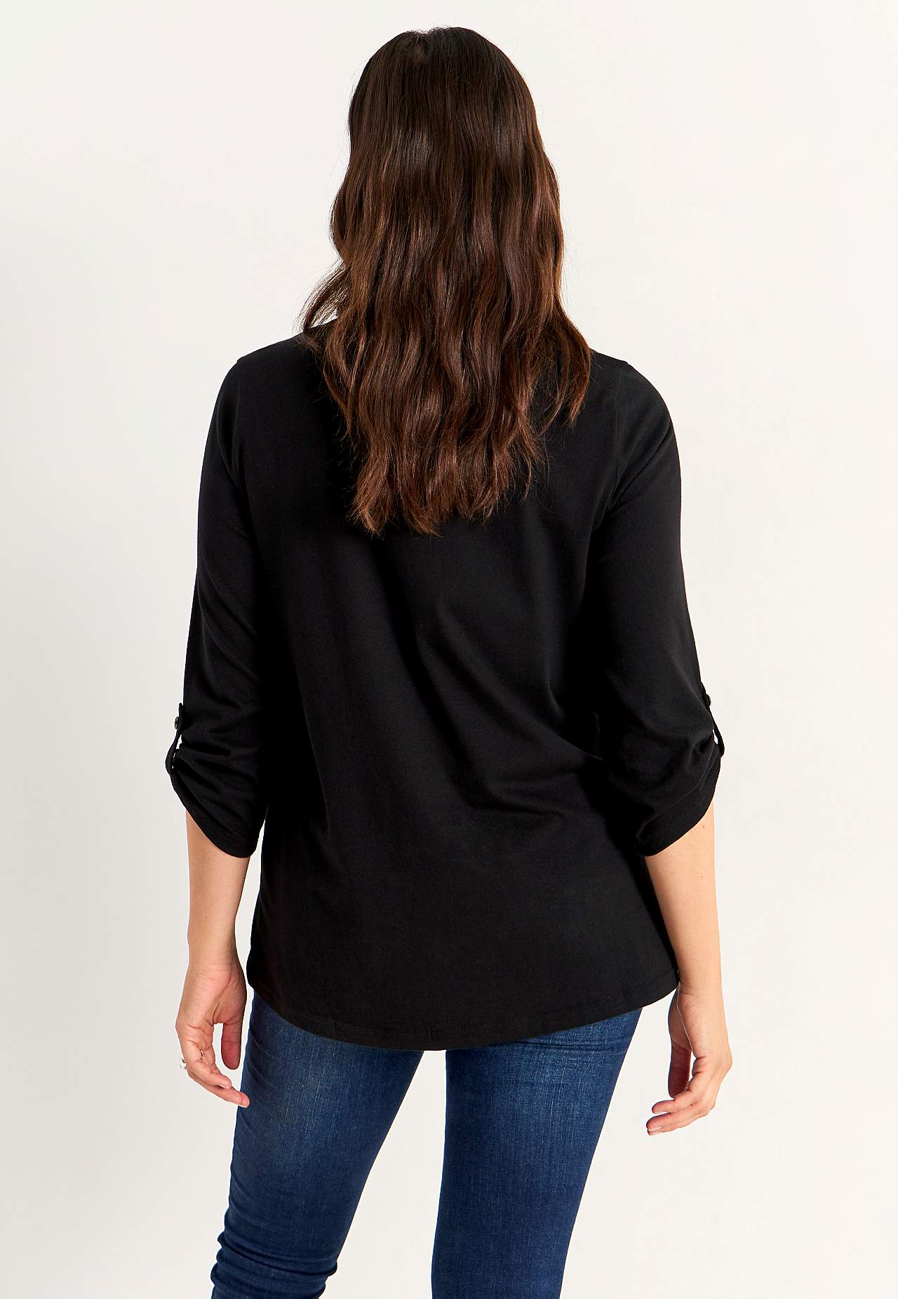 Jersey-topje met 3/4 lengte mouwen