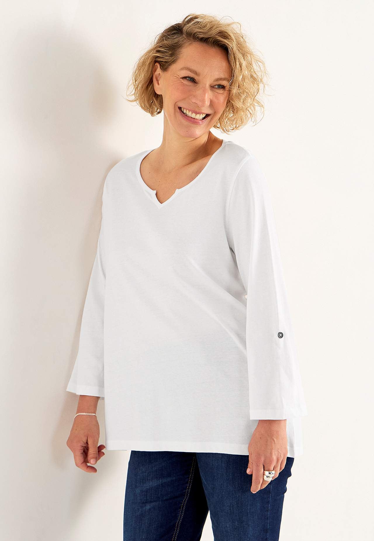 Jersey-topje met 3/4 lengte mouwen