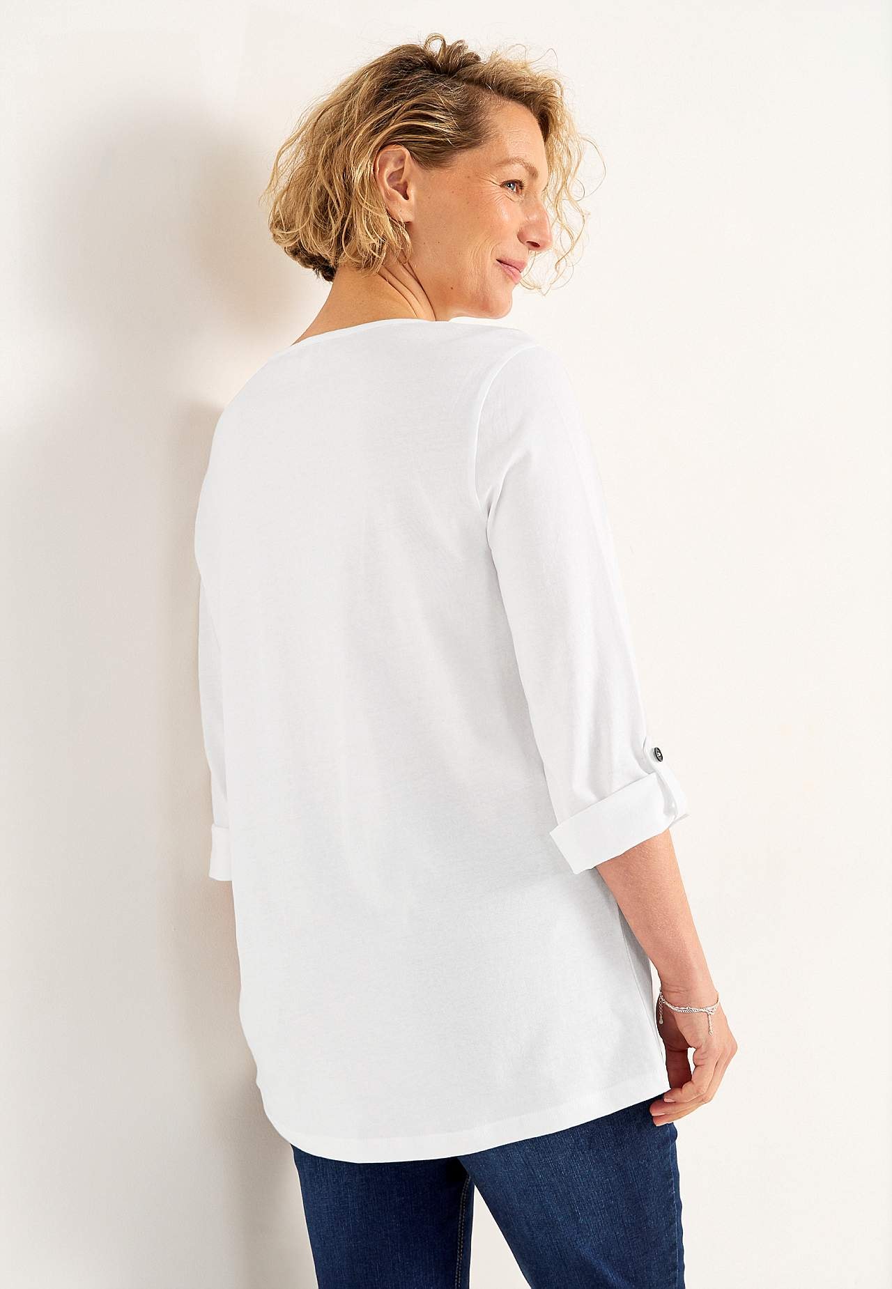 Jersey-topje met 3/4 lengte mouwen