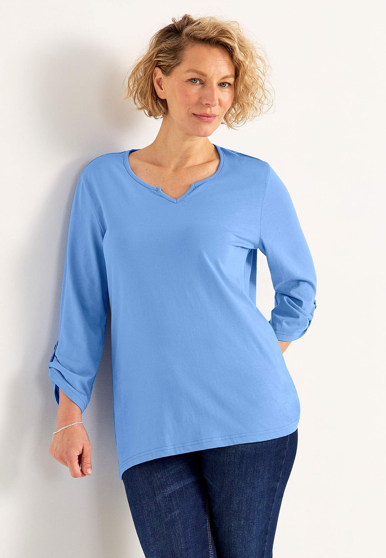 Jersey-topje met 3/4 lengte mouwen