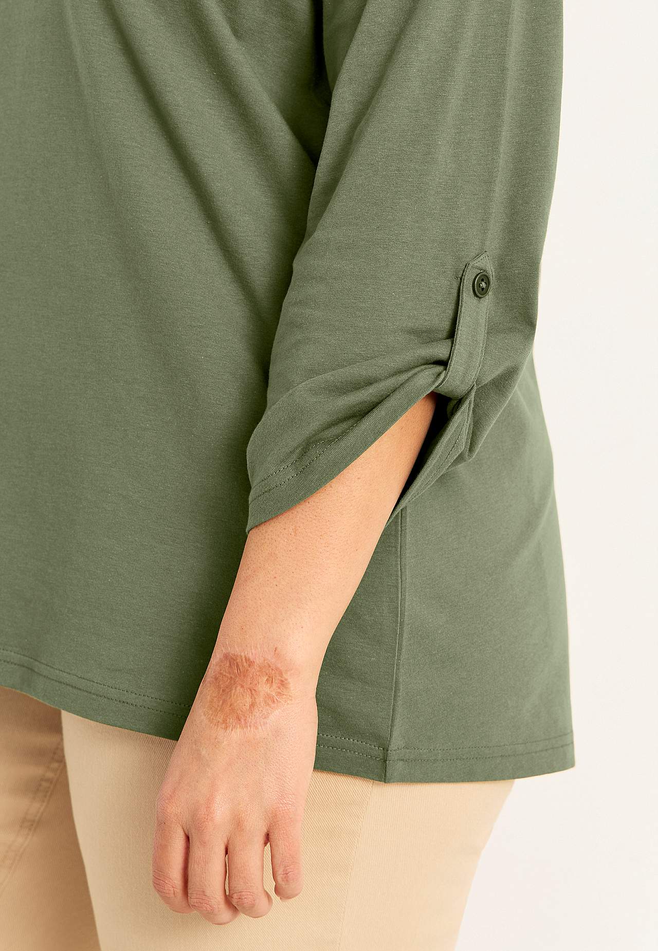 Jersey-topje met 3/4 lengte mouwen