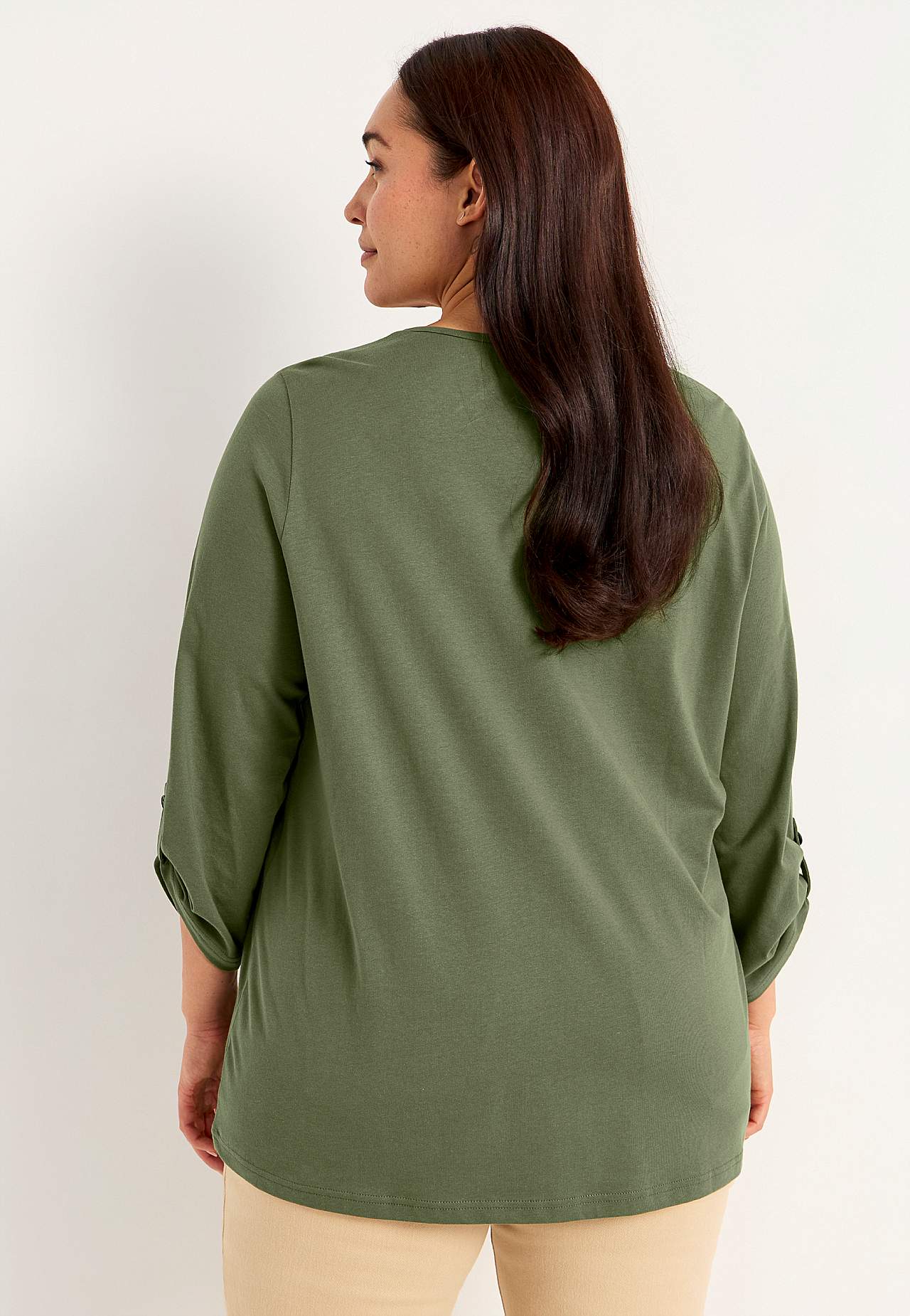 Jersey-topje met 3/4 lengte mouwen
