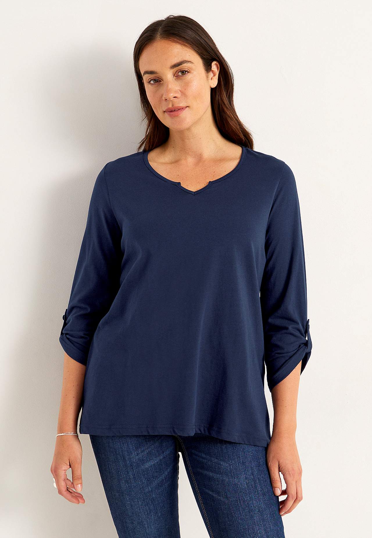 Jersey-topje met 3/4 lengte mouwen
