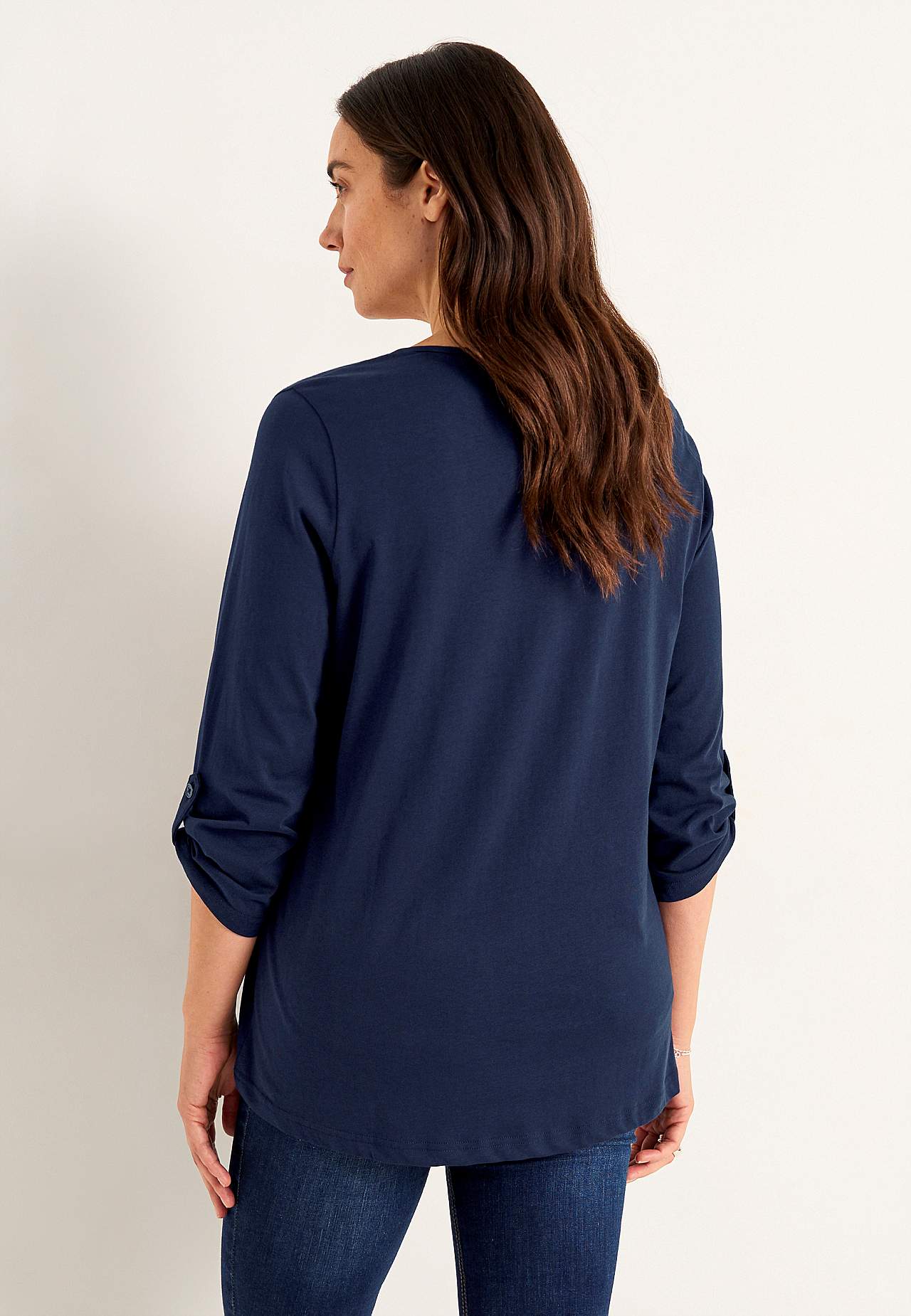 Jersey-topje met 3/4 lengte mouwen