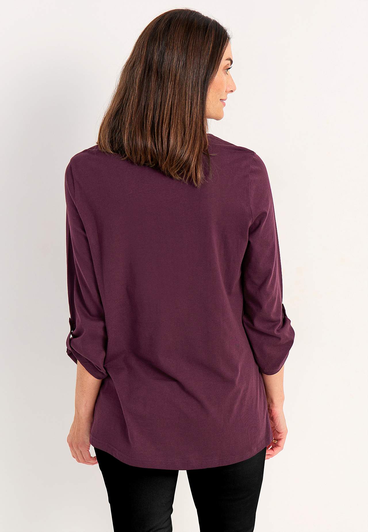 Jersey-topje met 3/4 lengte mouwen