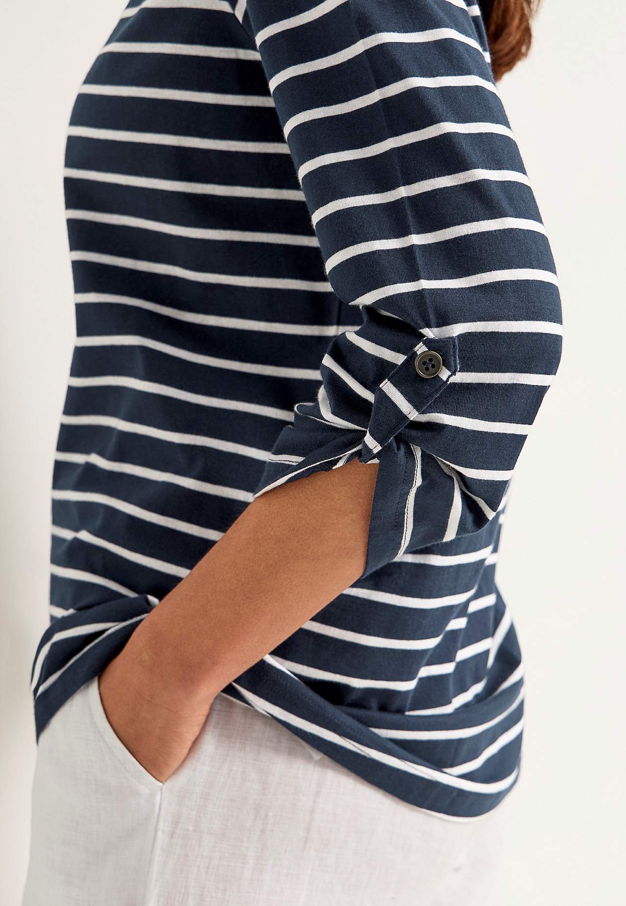 Jersey-topje met 3/4 lengte mouwen