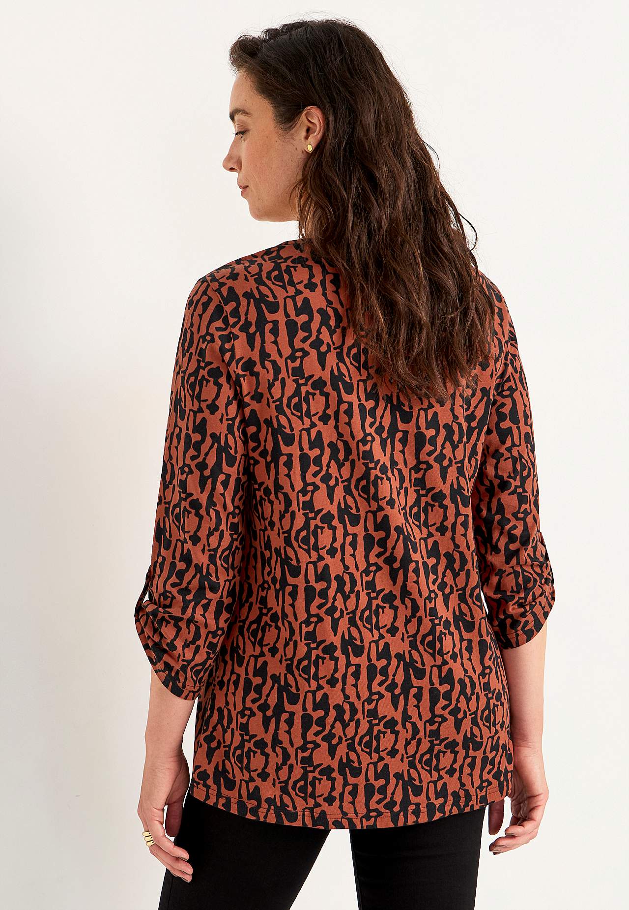 Jersey-topje met 3/4 lengte mouwen