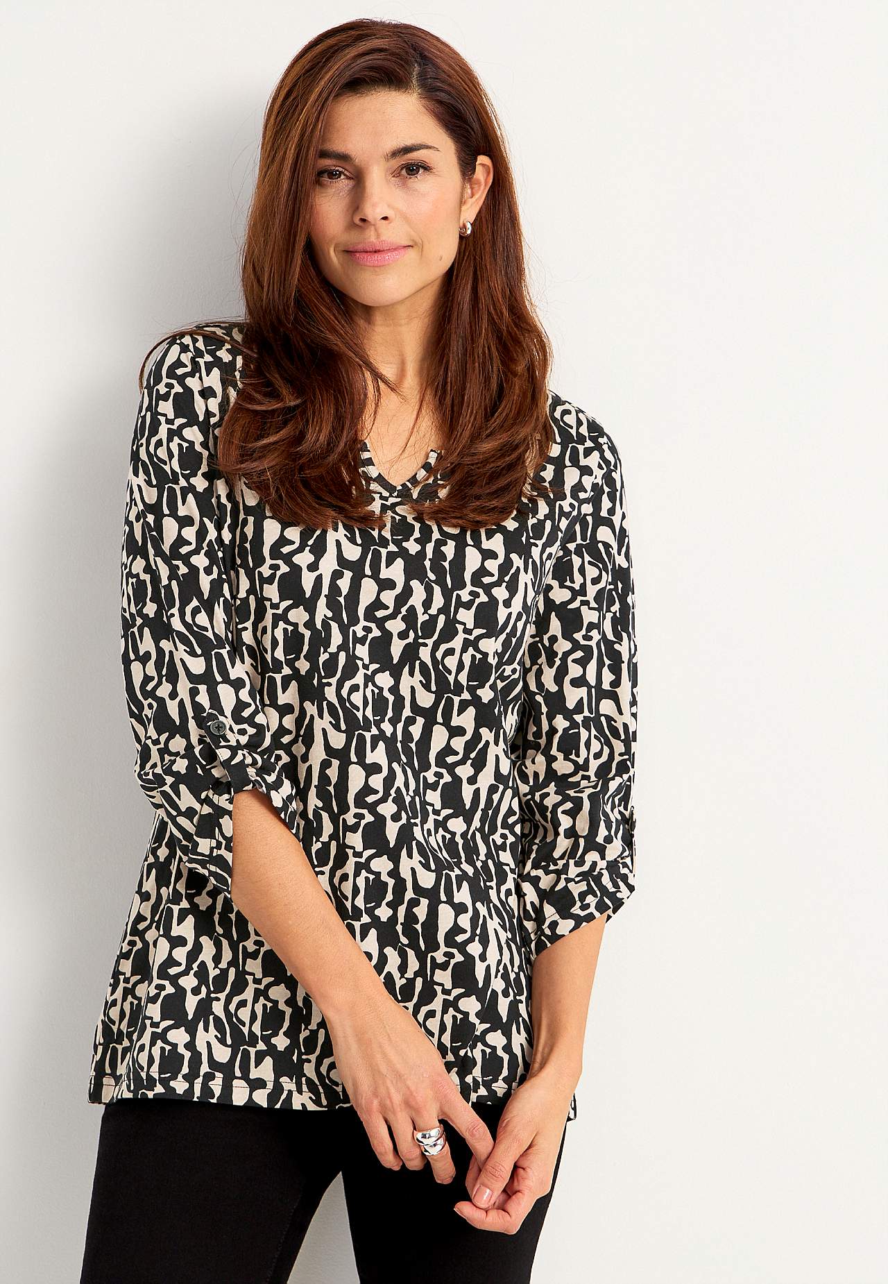Jersey-topje met 3/4 lengte mouwen