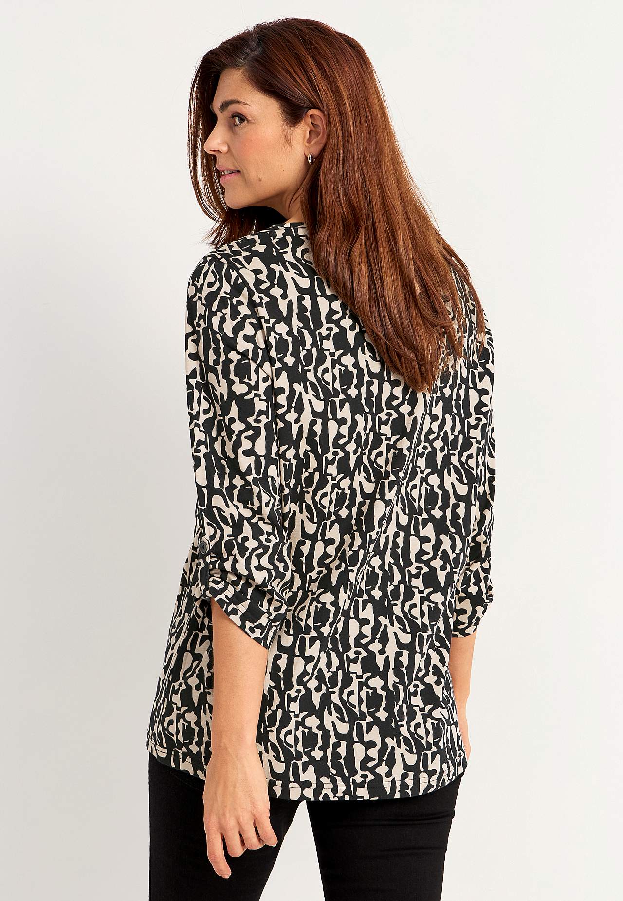 Jersey-topje met 3/4 lengte mouwen