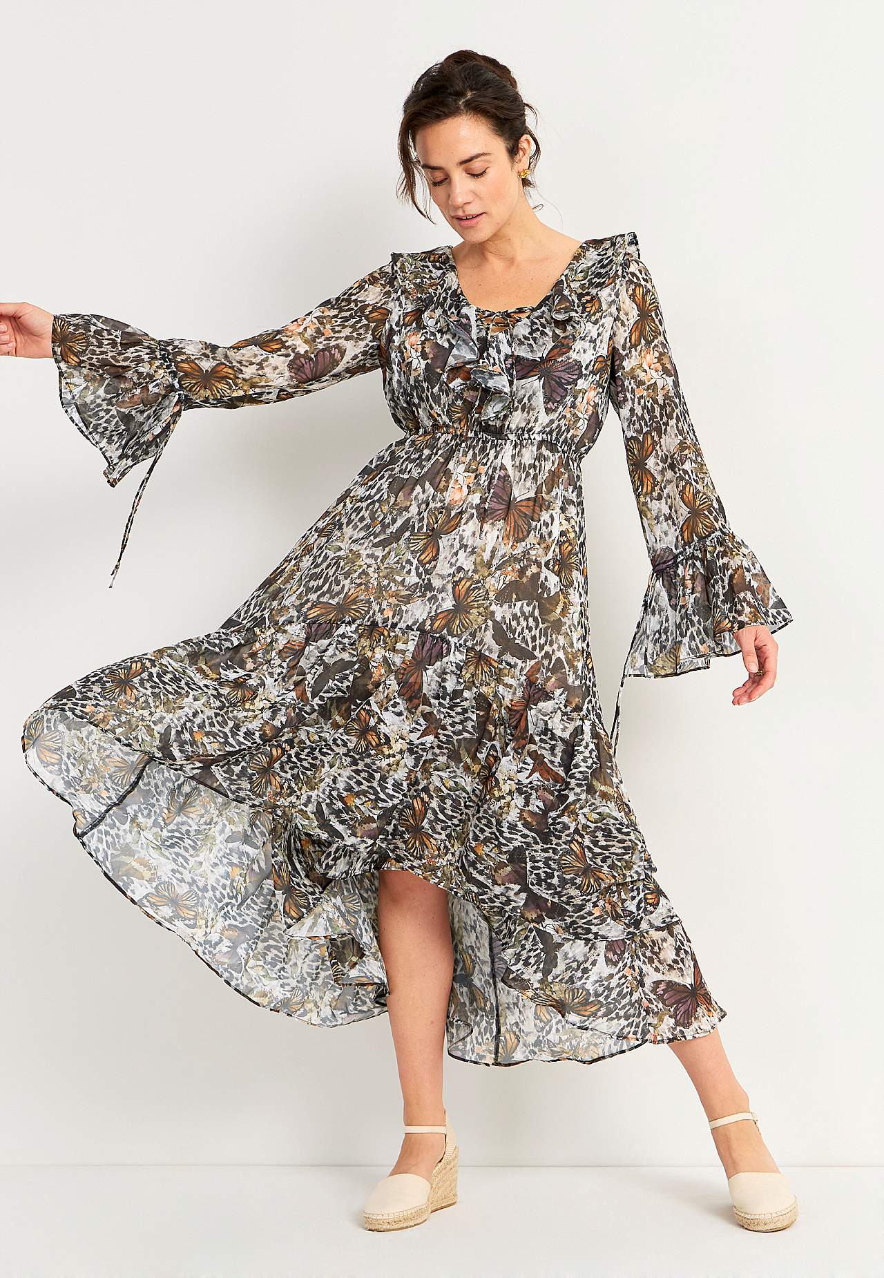 Chiffon-jurk met patroon