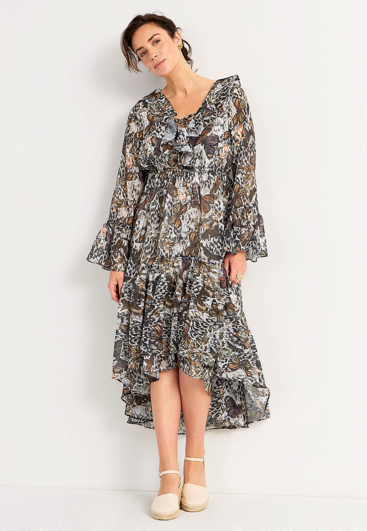 Chiffon-jurk met patroon