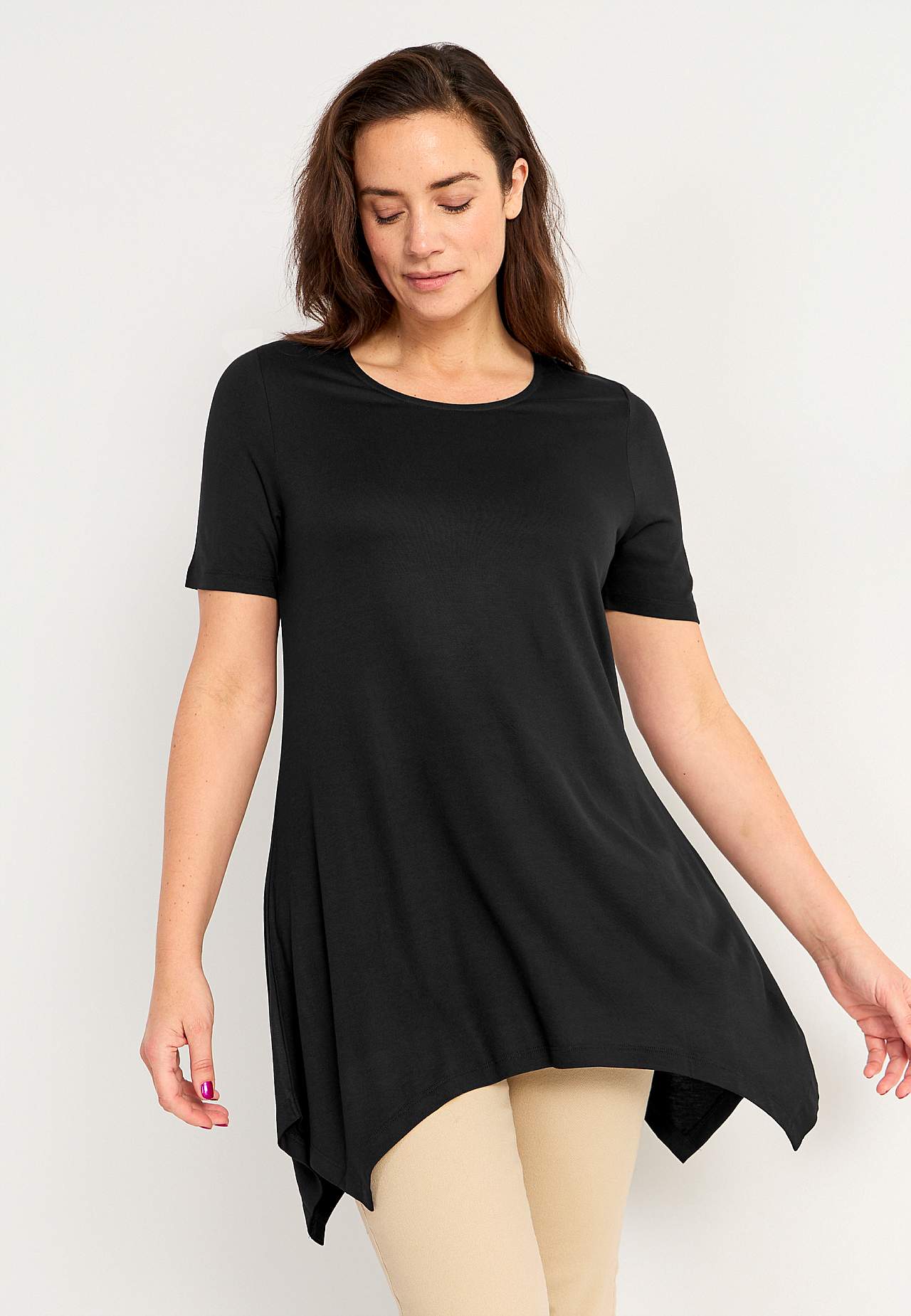 Asymmetrische jersey tuniek