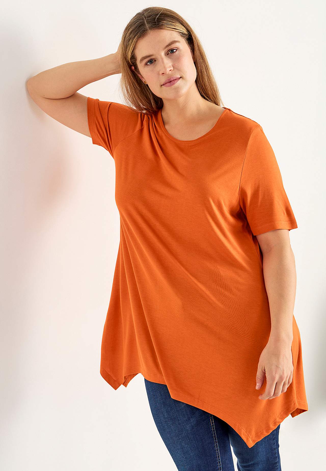 Asymmetrische jersey tuniek