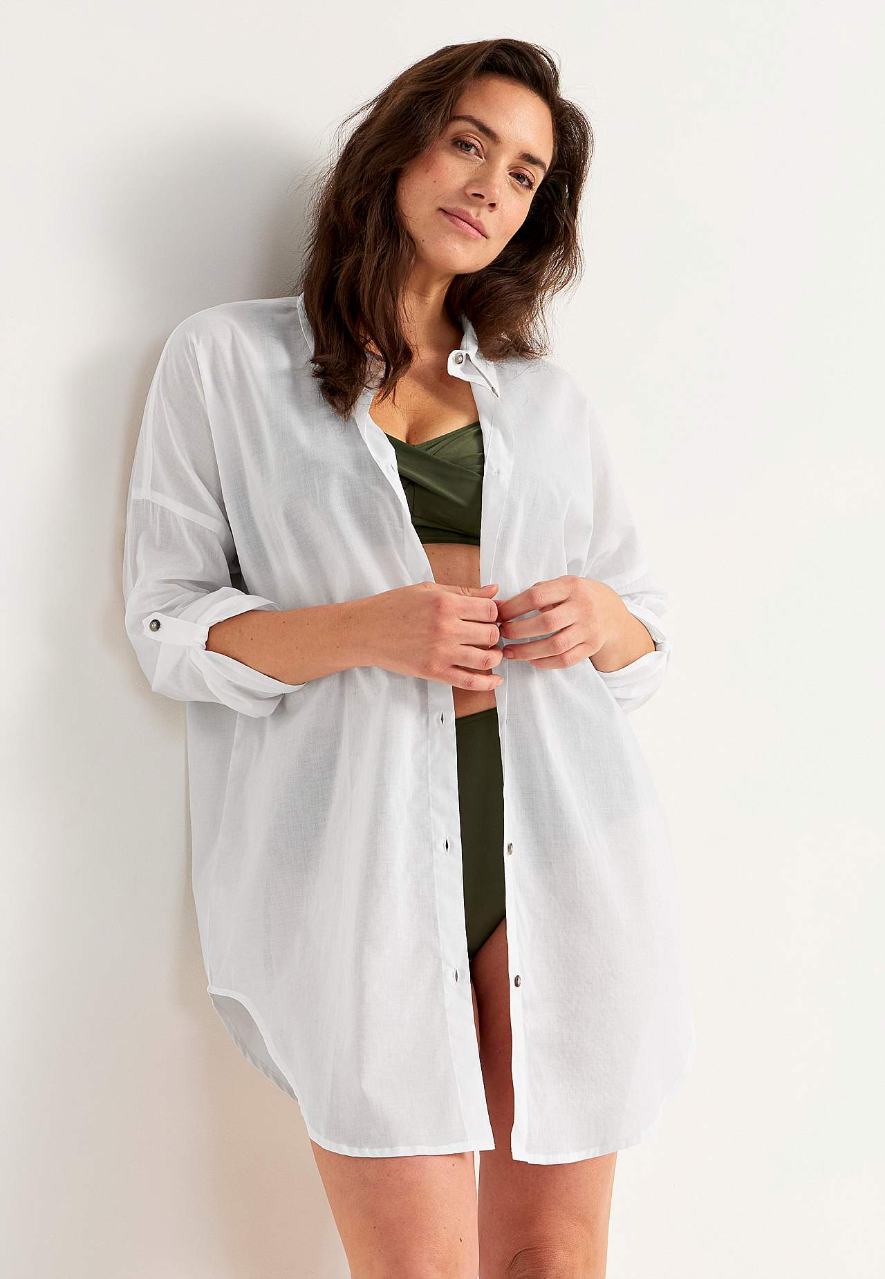Strandshirt met opvouwbare mouwen
