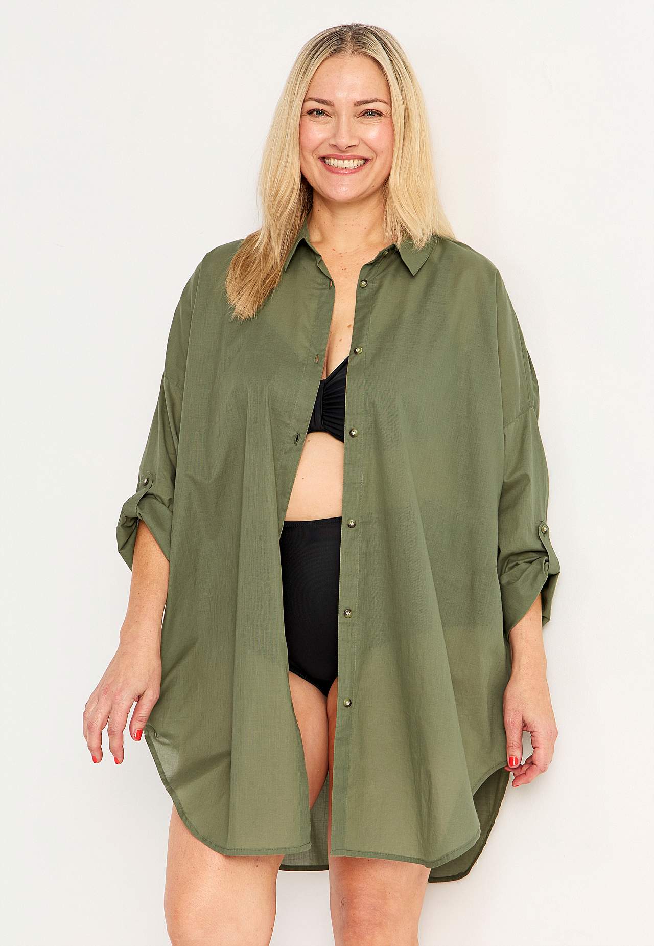 Strandshirt met opvouwbare mouwen