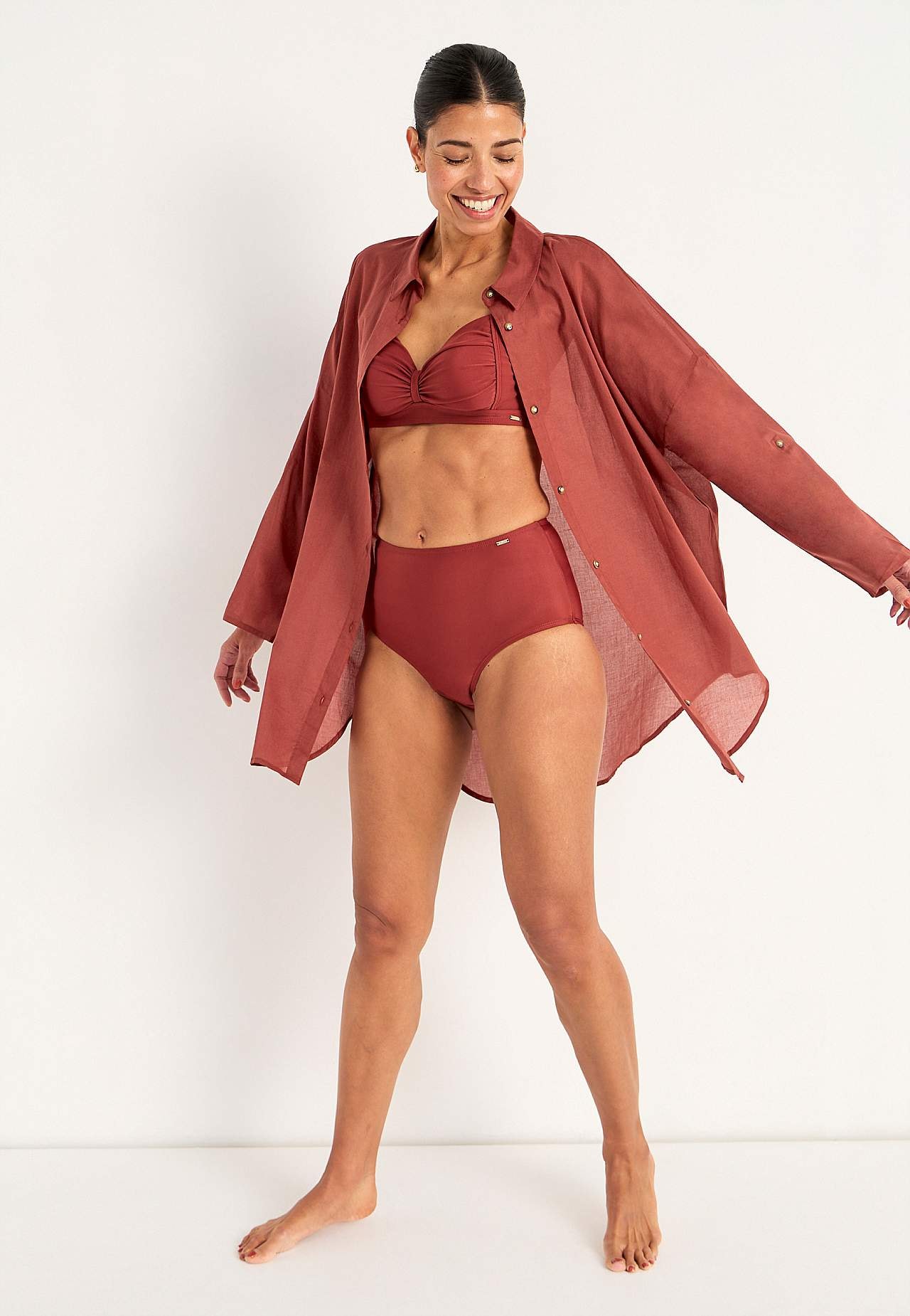 Strandshirt met opvouwbare mouwen