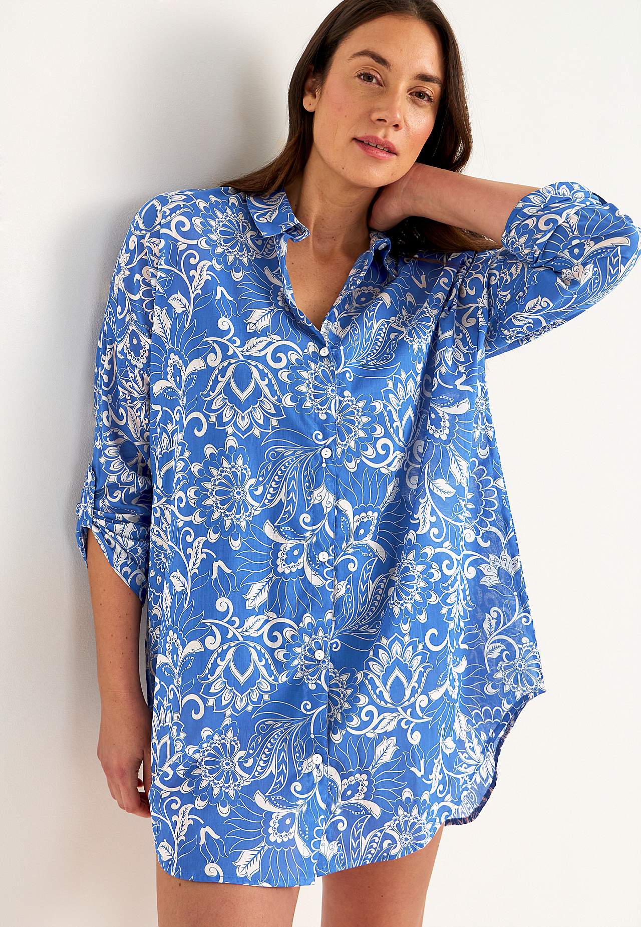 Strandshirt met opvouwbare mouwen