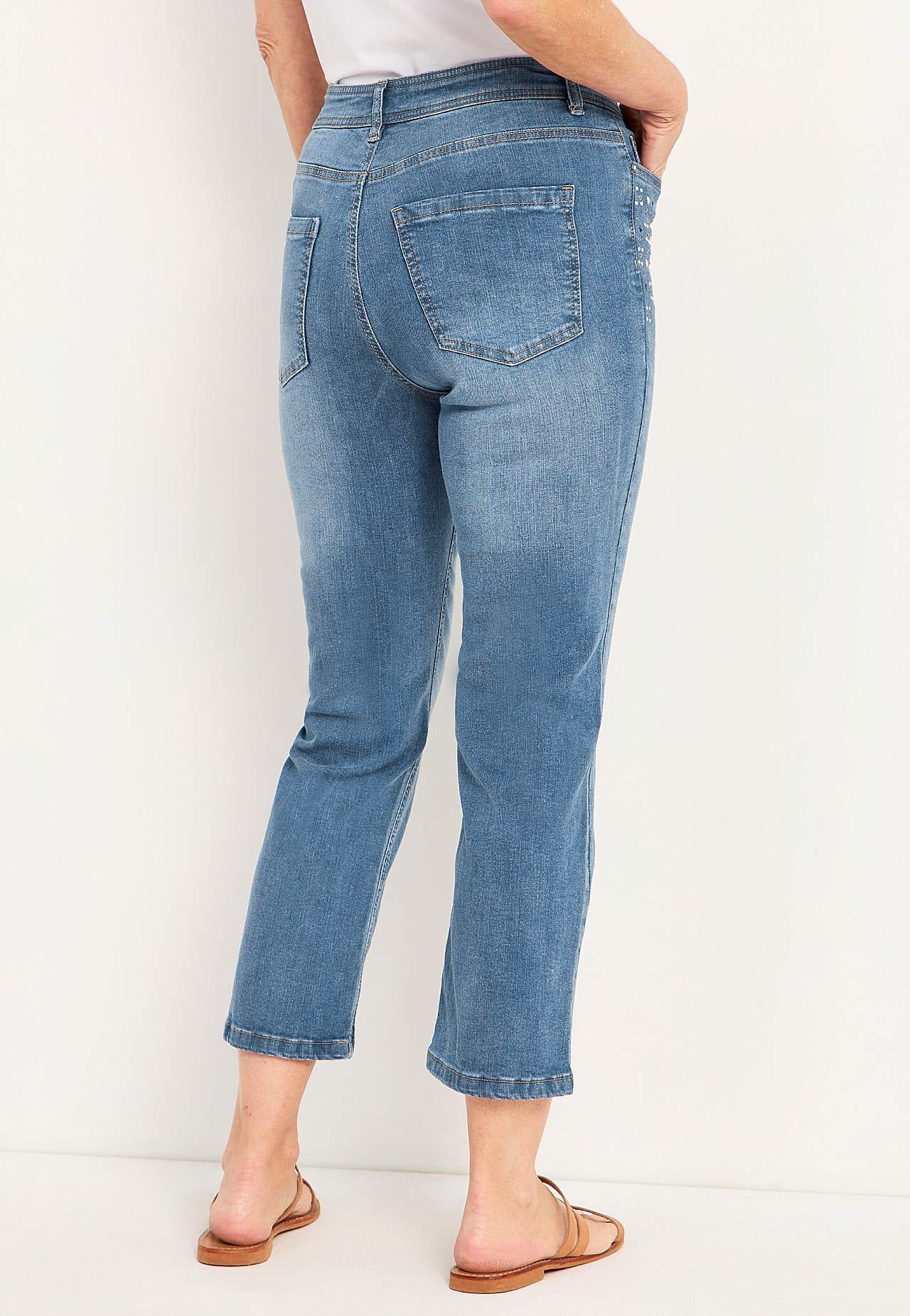 Enkeljeans met parelmoer en bergkristal