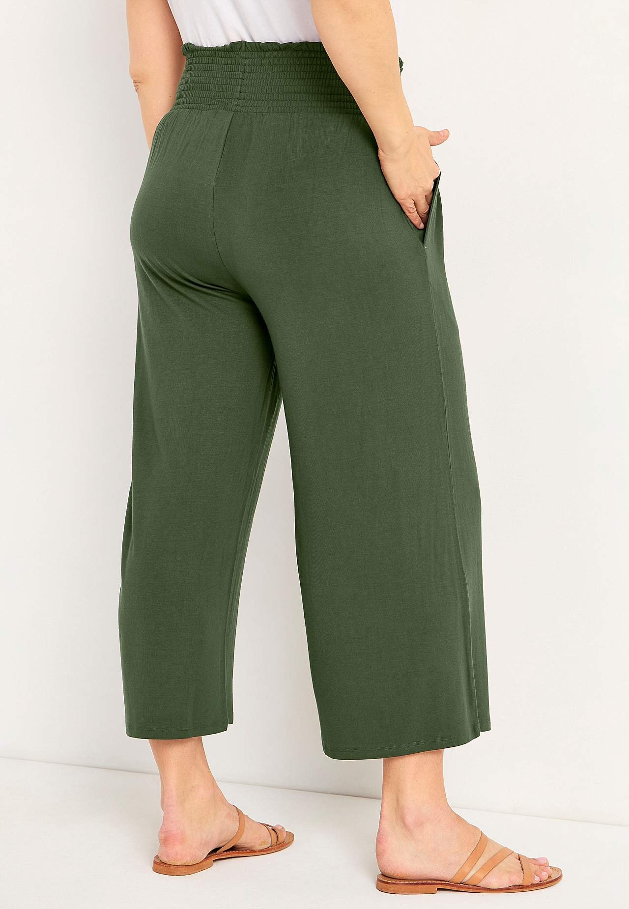 Zachte jersey broek met gesmockte elastische taille Liv