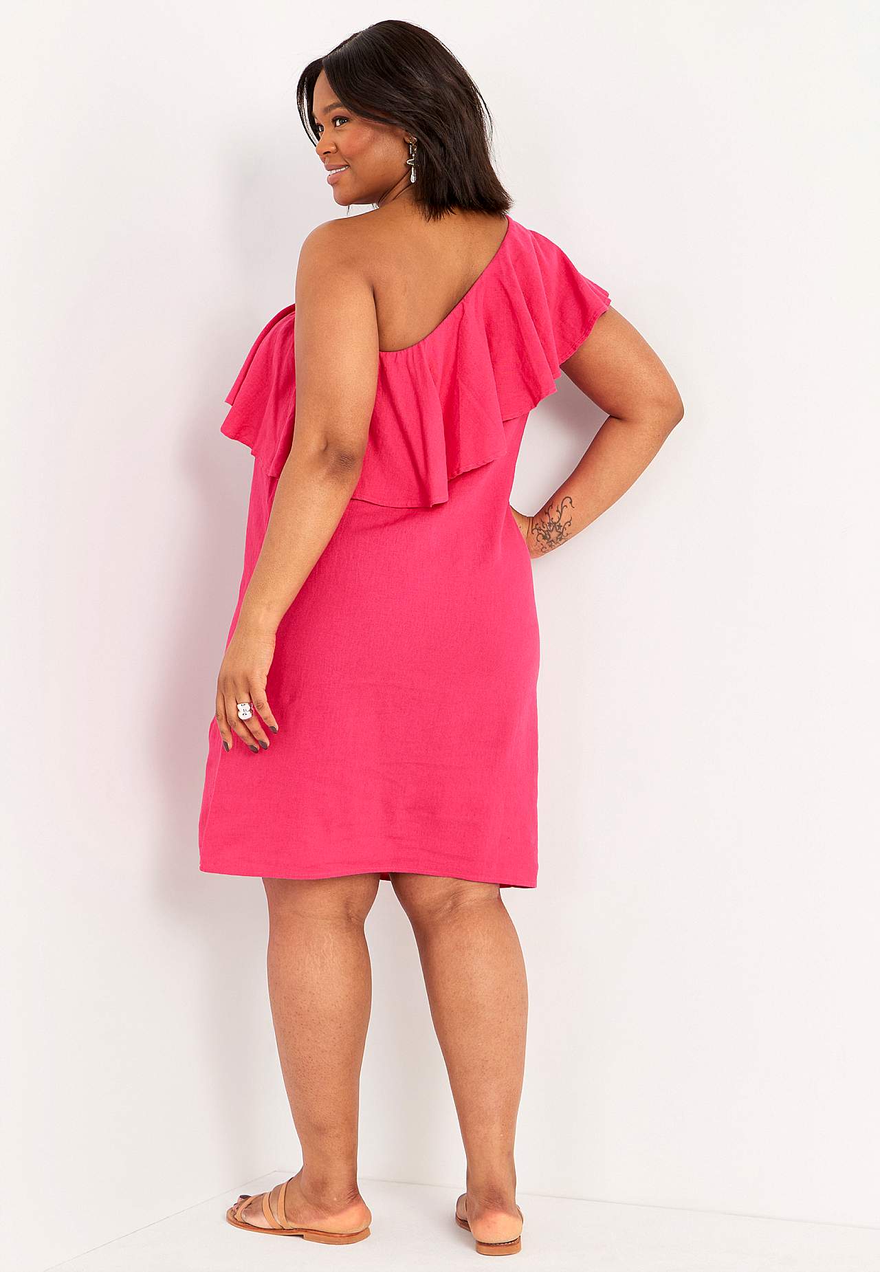 Asymmetrische linnen jurk