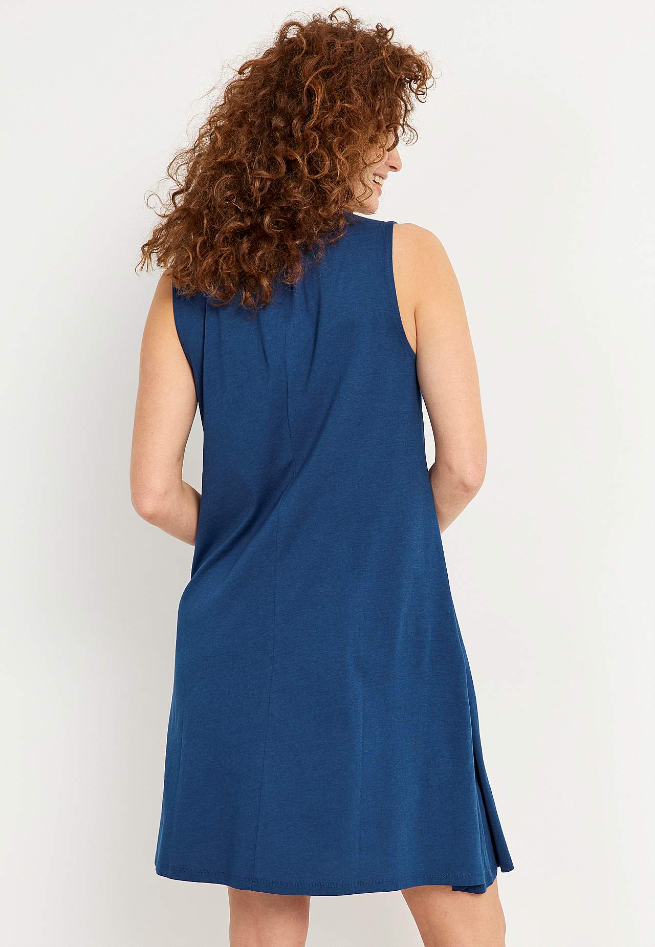 Mouwloze jerseyjurk met een v-hals